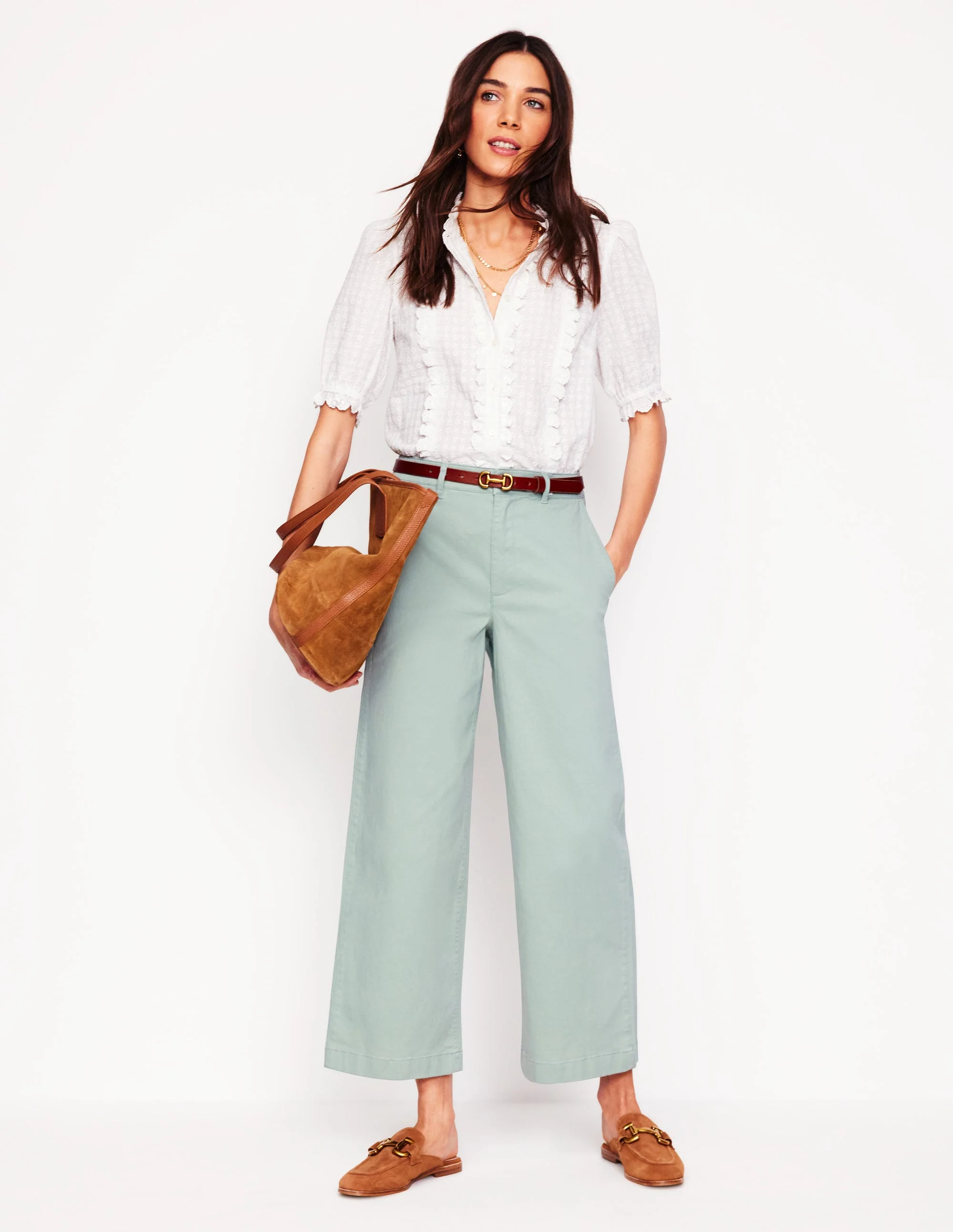 Barnsbury verkürzte Chinohose-Sanftes Jade