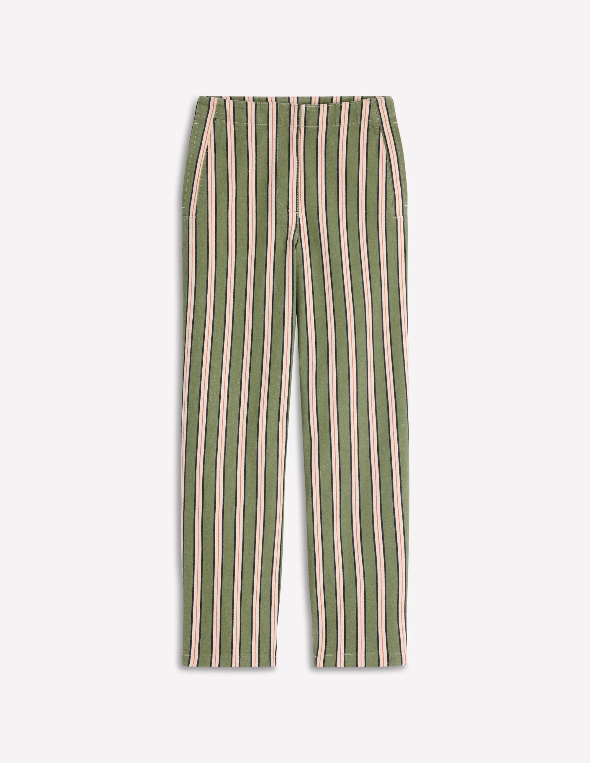 Barrel-Chinohose-Grün, Marineblau, Rosa Streifen - Image 6