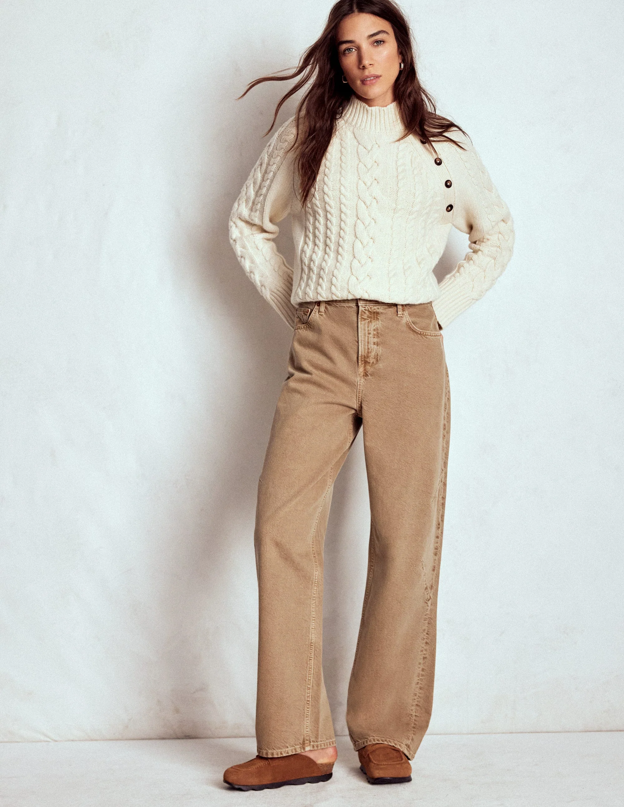 Barrel-Jeans-Tabakbraun