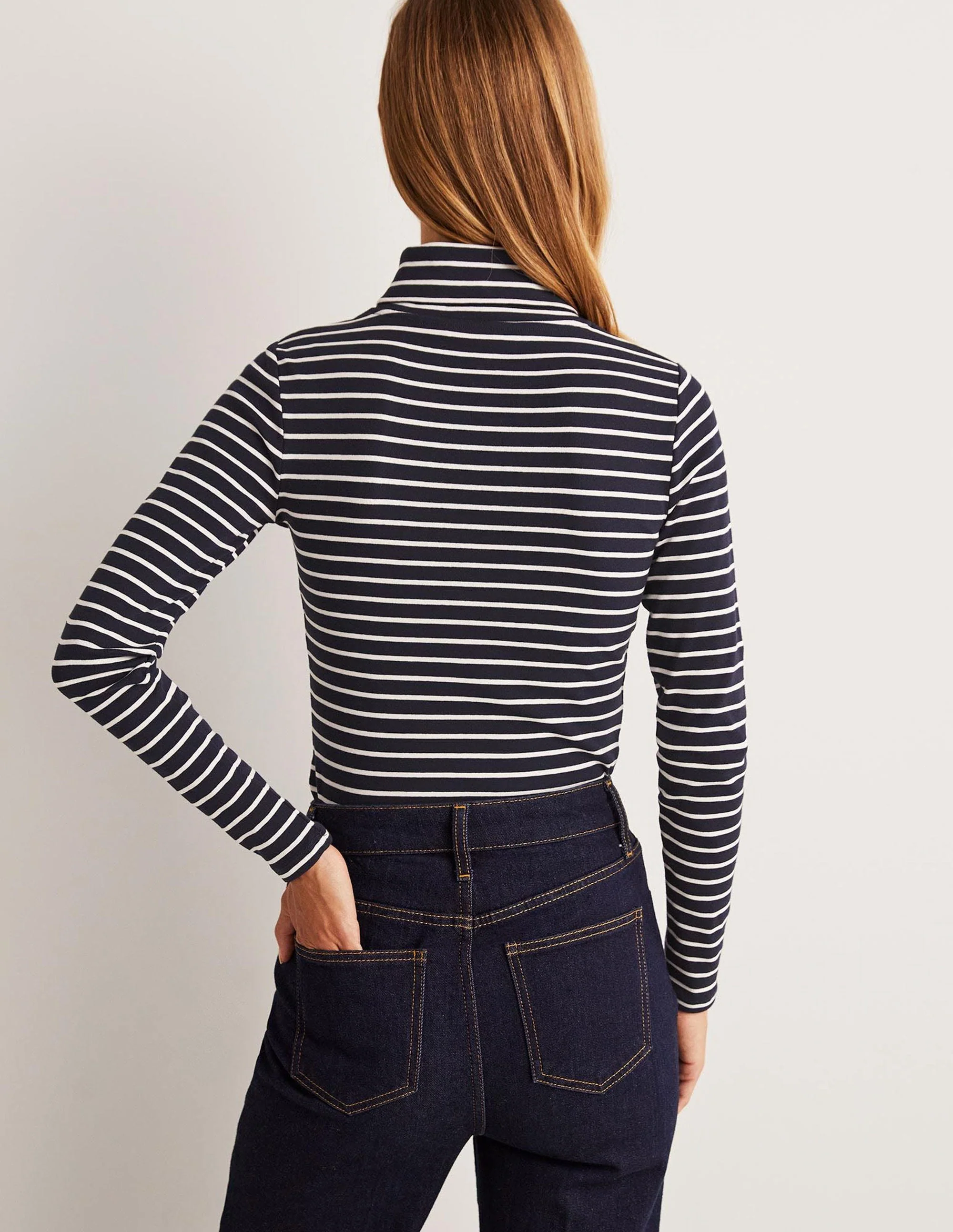 Basic-Rollkragenoberteil-Navy/Naturweiß, Gestreift - Image 3