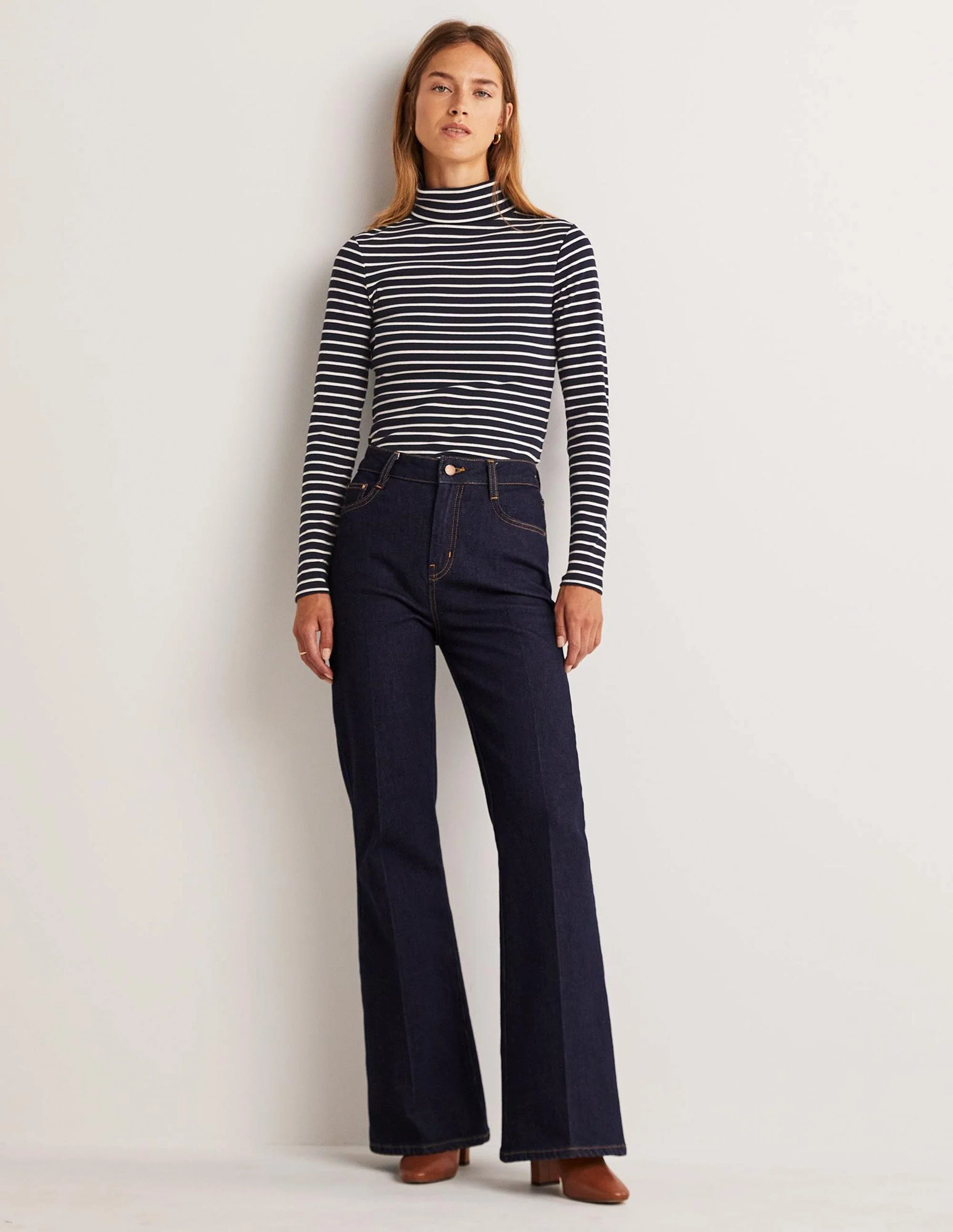 Basic-Rollkragenoberteil-Navy/Naturweiß, Gestreift - Image 5