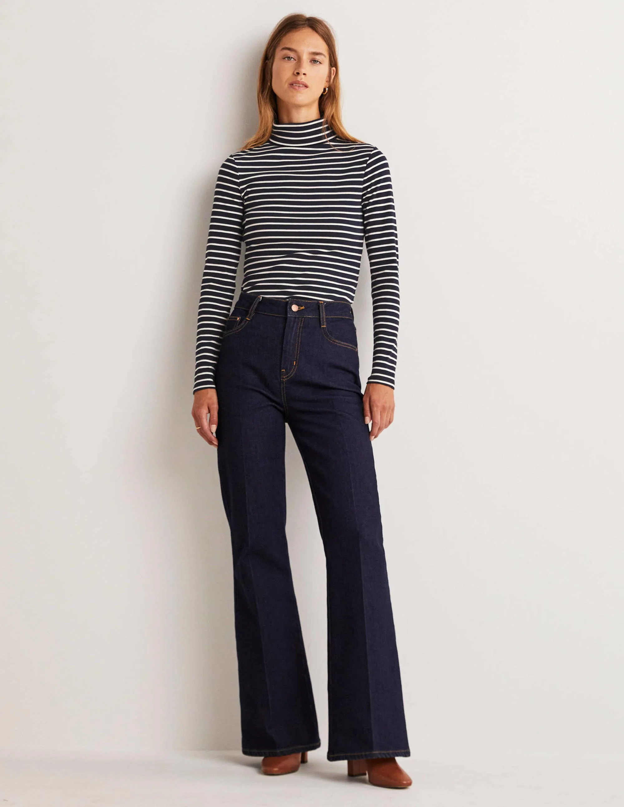 Basic-Rollkragenoberteil-Navy/Naturweiß, Gestreift - Image 9