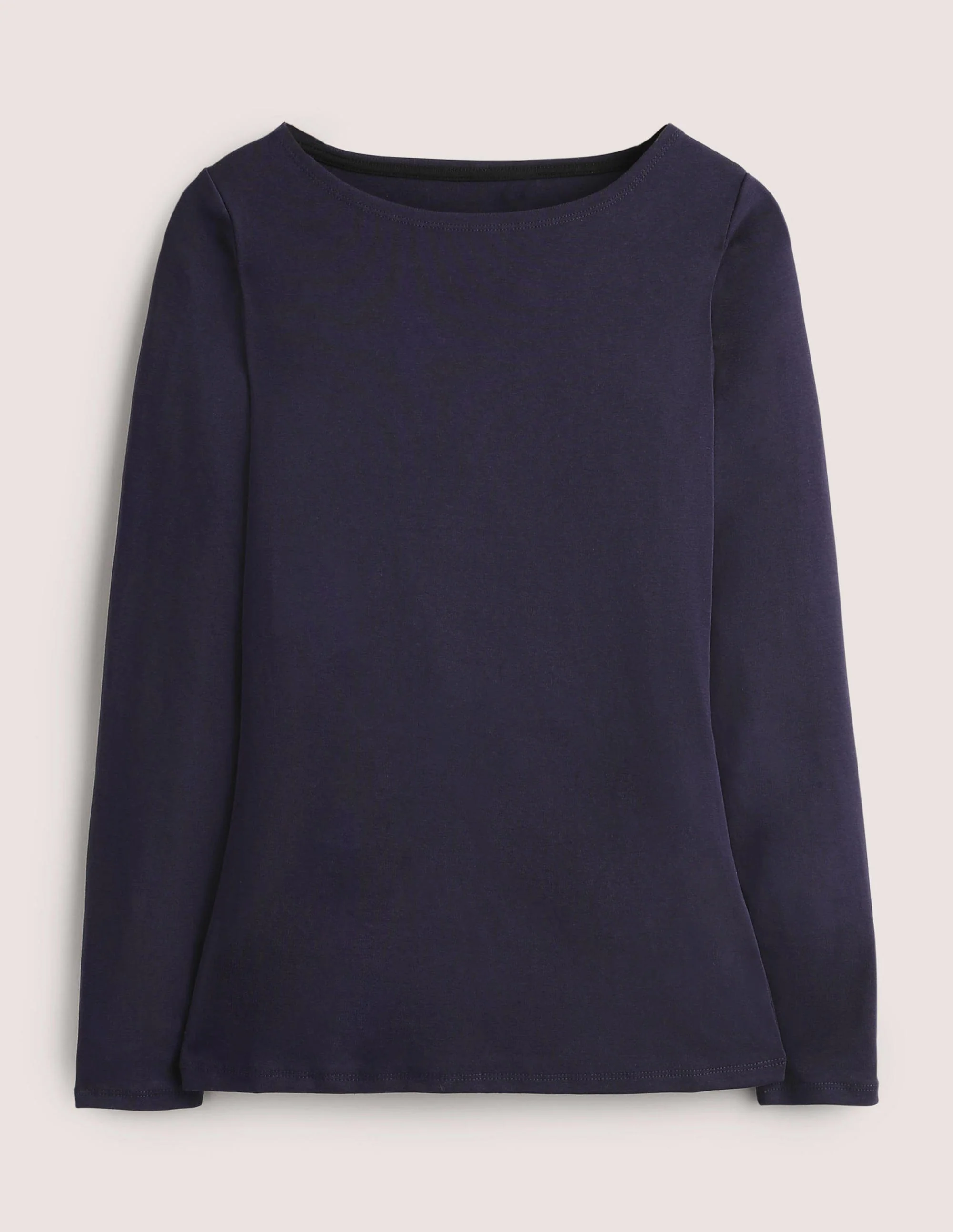 Basic-Shirt mit U-Boot-Ausschnitt-Marineblau - Image 5