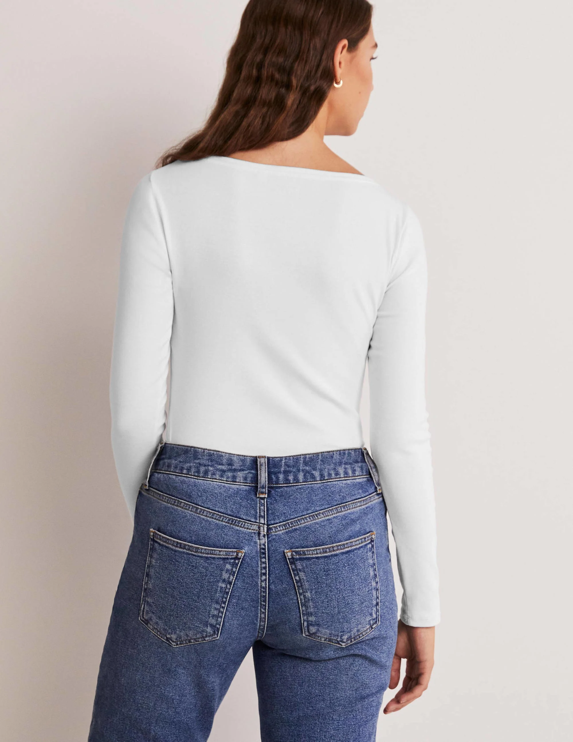 Basic-Shirt mit U-Boot-Ausschnitt-Weiß - Image 5