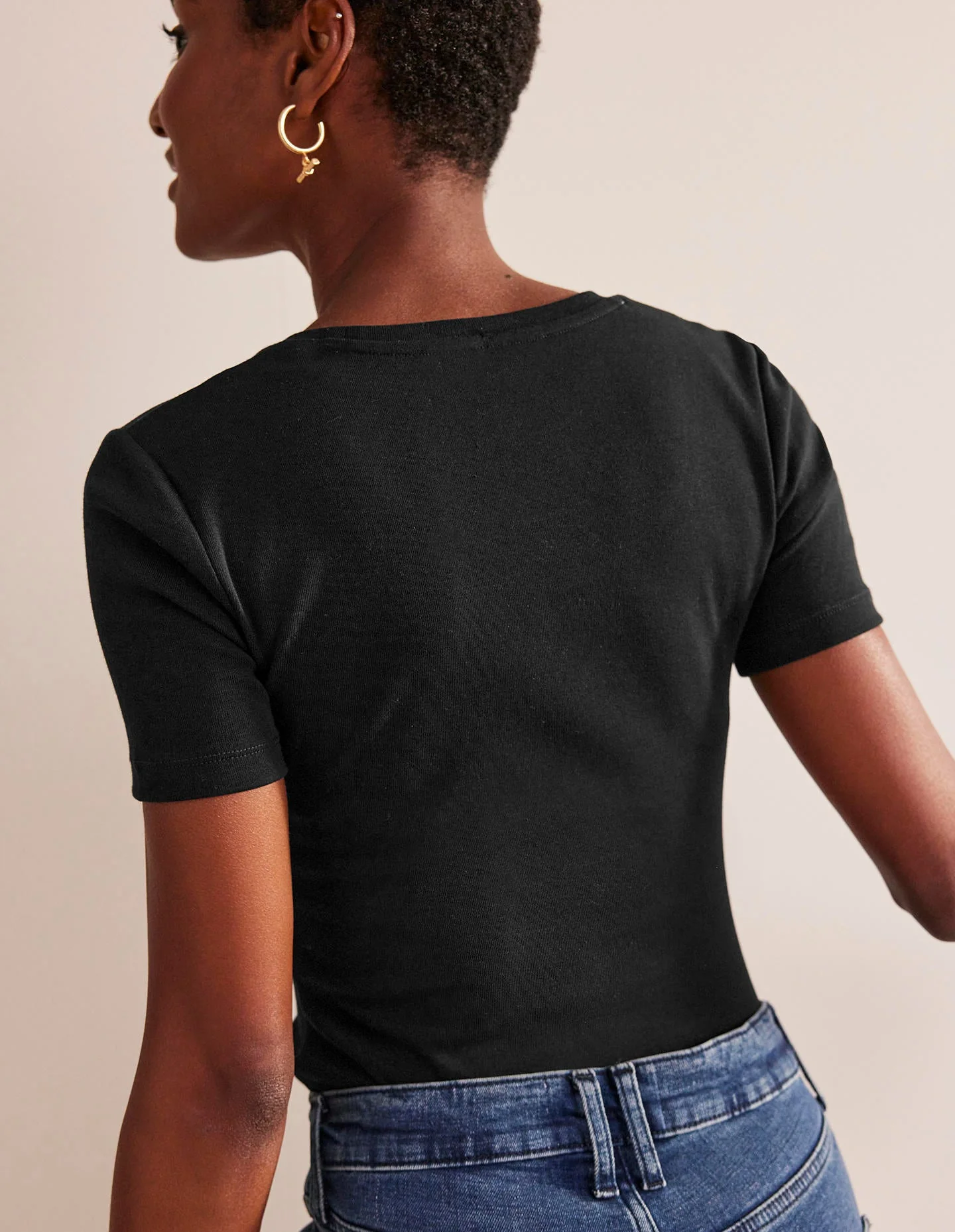 Basic-T-Shirt aus Jersey-Schwarz - Image 3