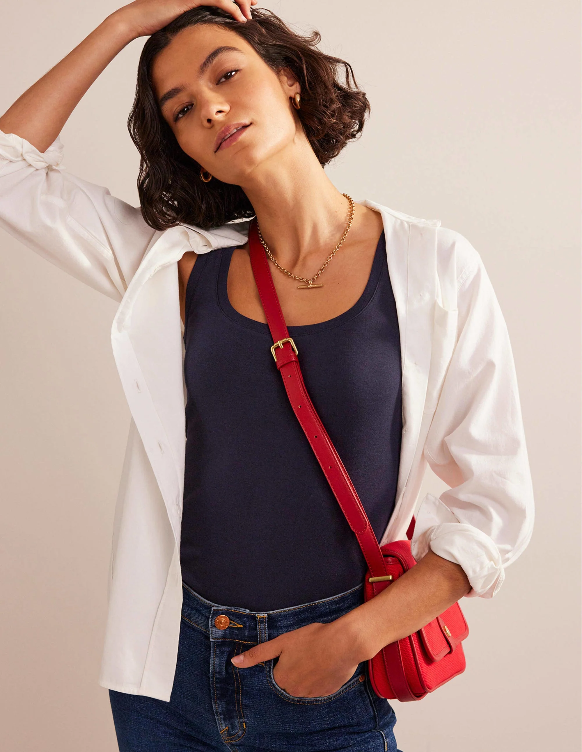 Basic-Top mit tiefem Rundhalsausschnitt-Aqua Marine Marl - Image 4