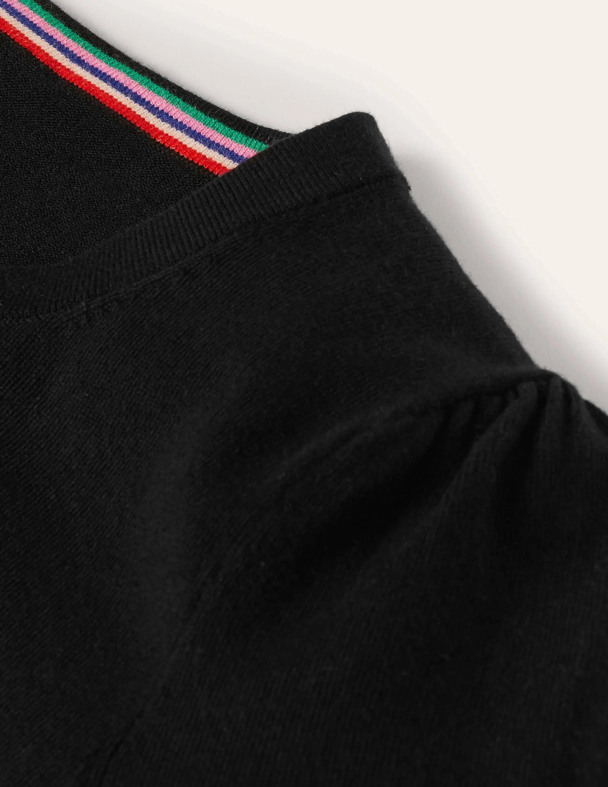 Baumwoll-Strickoberteil mit Rundhalsausschnitt-Schwarz - Image 6