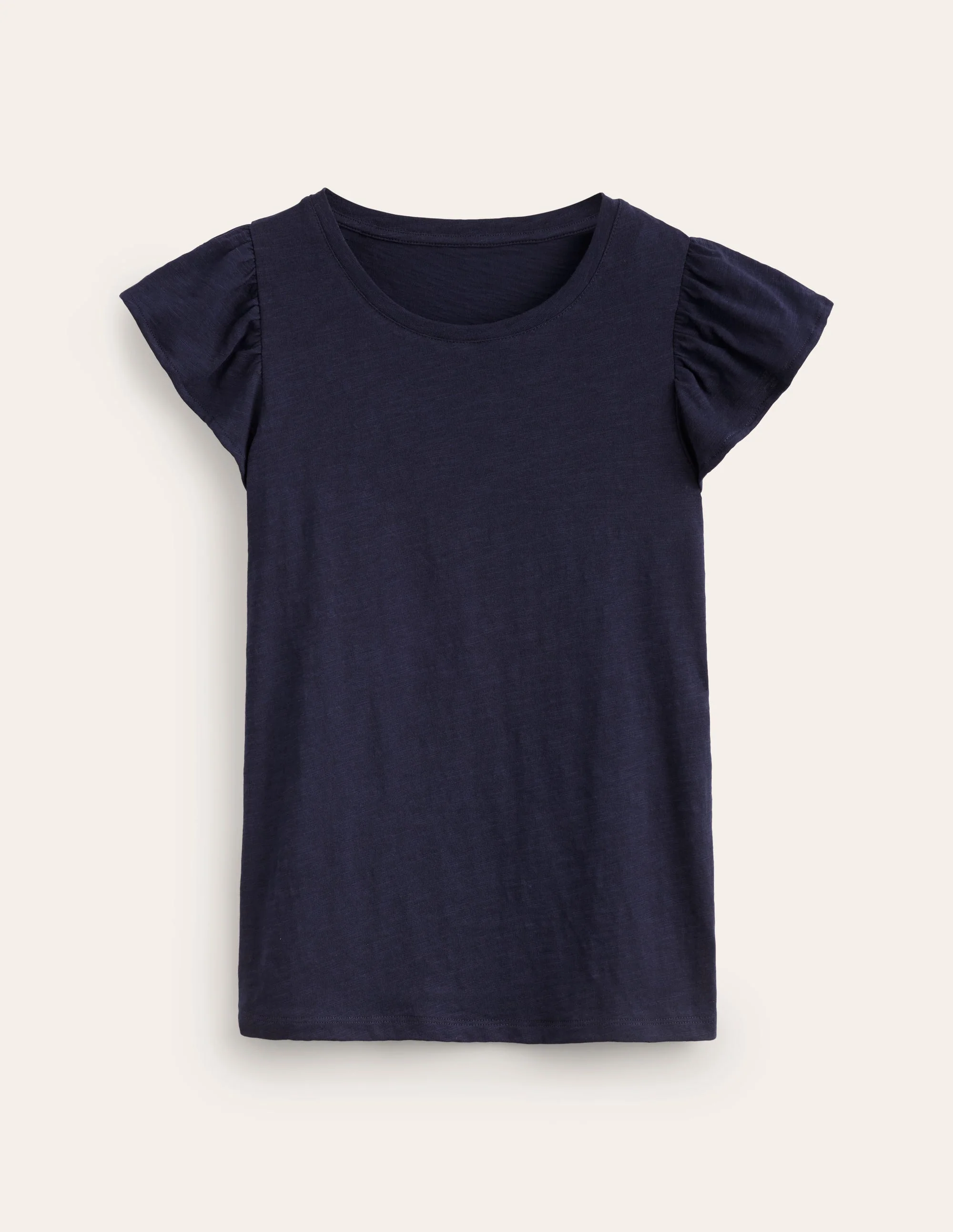 Baumwoll-T-Shirt mit Flatterärmeln-Aqua Marine Marl - Image 5