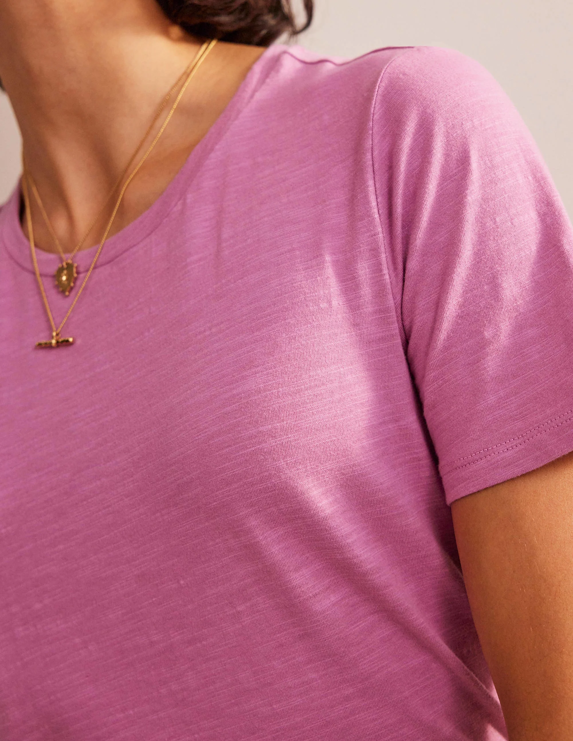 Baumwoll-T-Shirt mit Rundhalsausschnitt-Erdbeer-Sorbet - Image 2