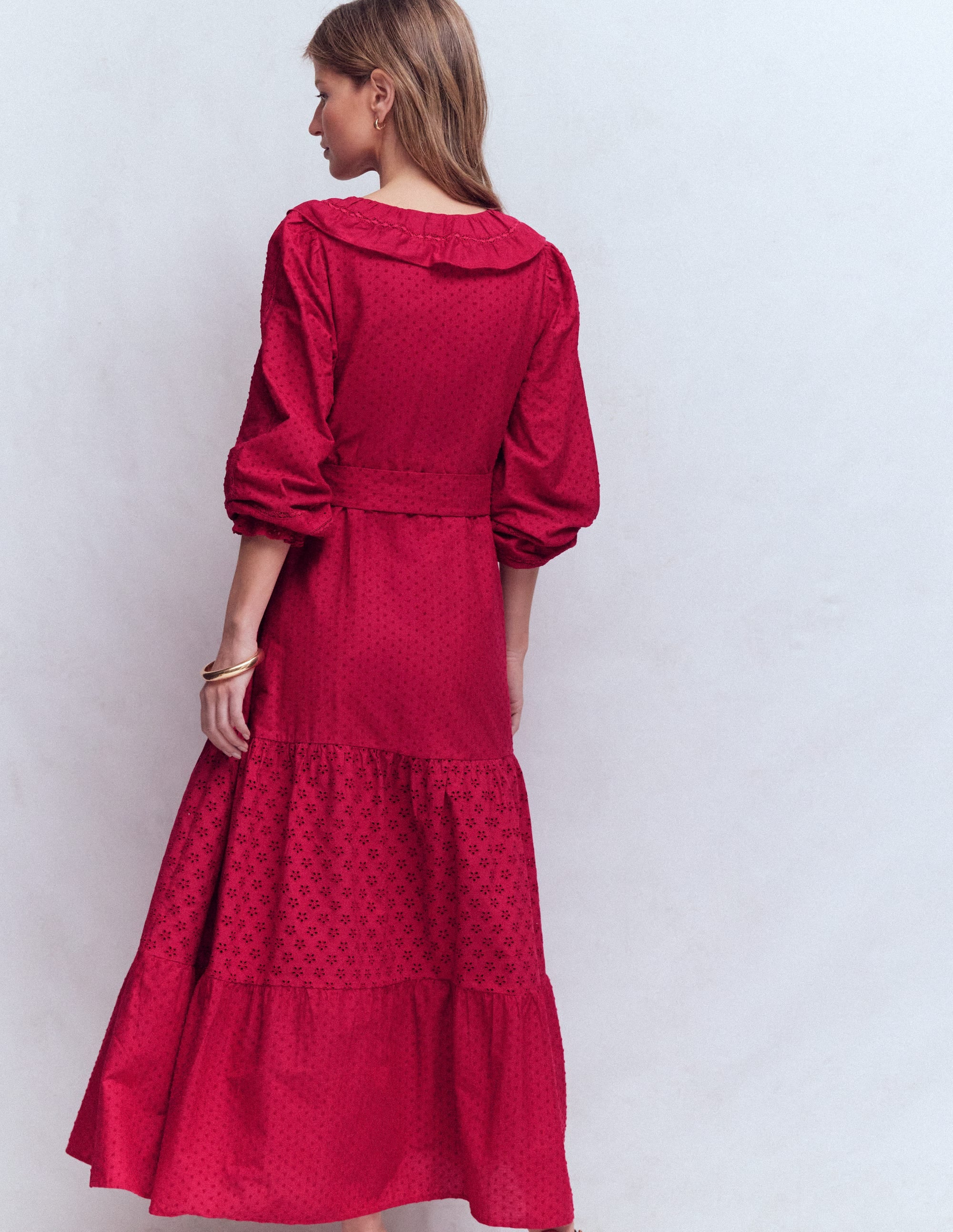 Baumwollkleid mit Rüschen vorn-Persischrot - Image 3