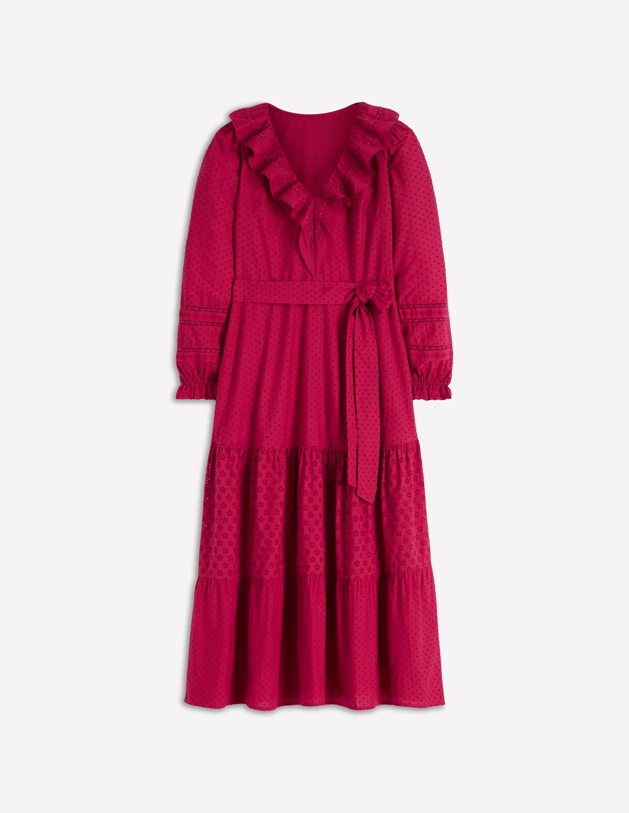 Baumwollkleid mit Rüschen vorn-Persischrot - Image 7