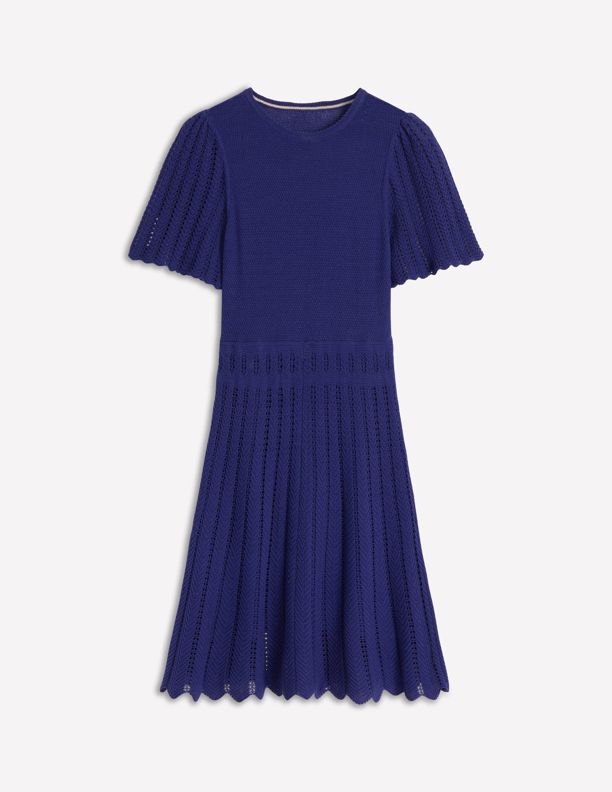 Baumwollkleid mit Rundhalsausschnitt und Ziernähten-Twilight Blau - Image 5