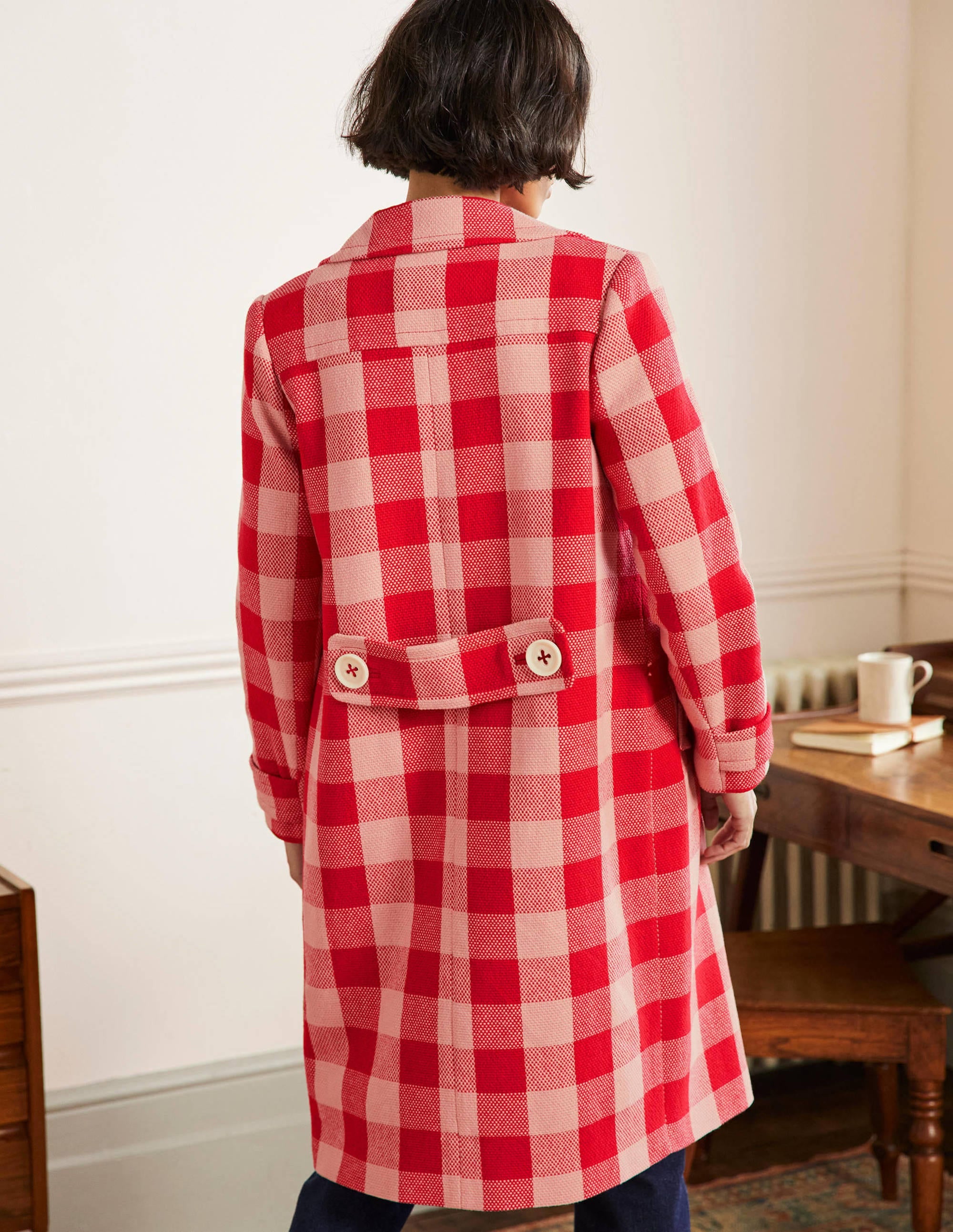Baumwollmantel mit Vichykaros-Rosa/Rot, Vichykaros - Image 3