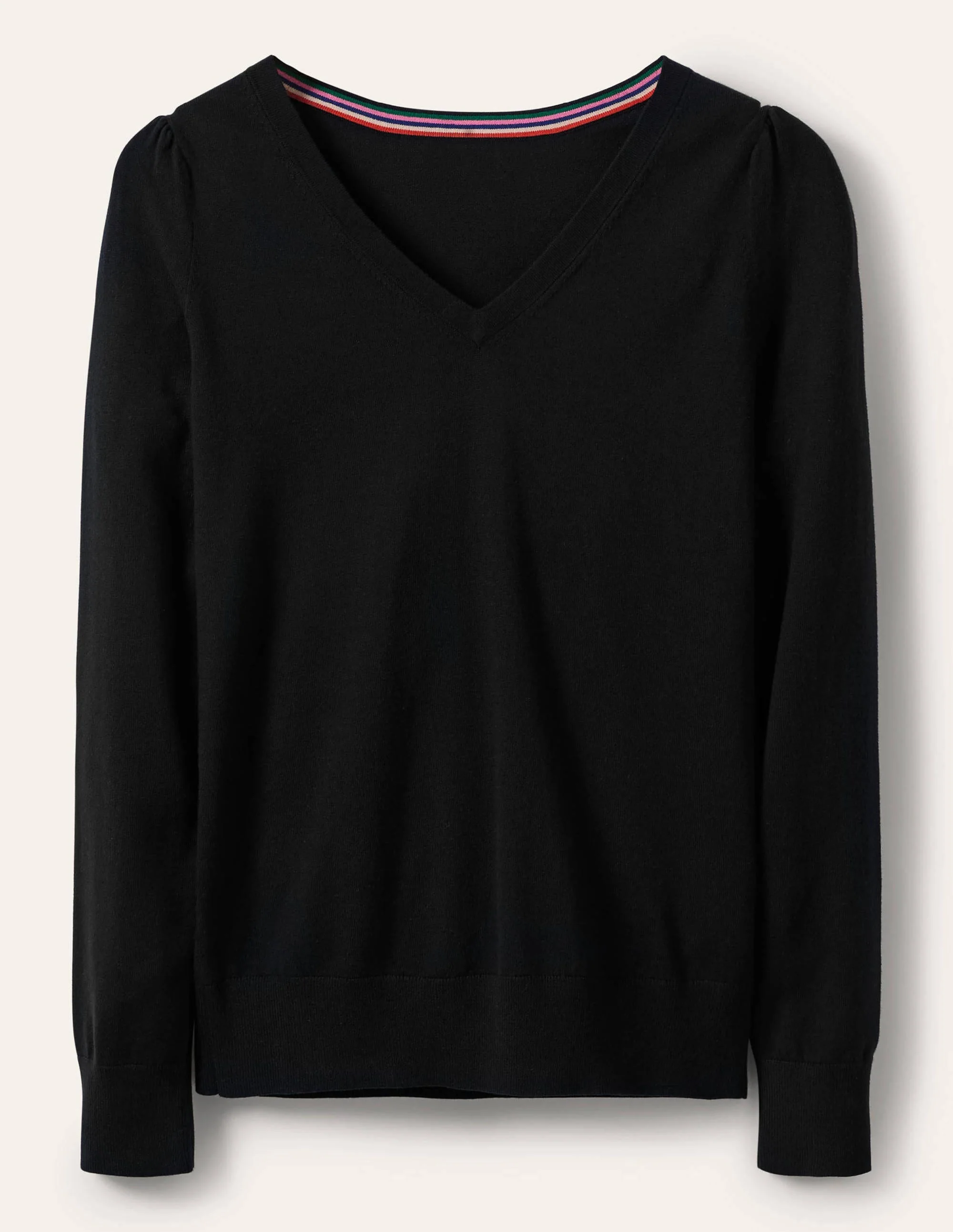Baumwollpullover mit V-Ausschnitt-Schwarz - Image 10