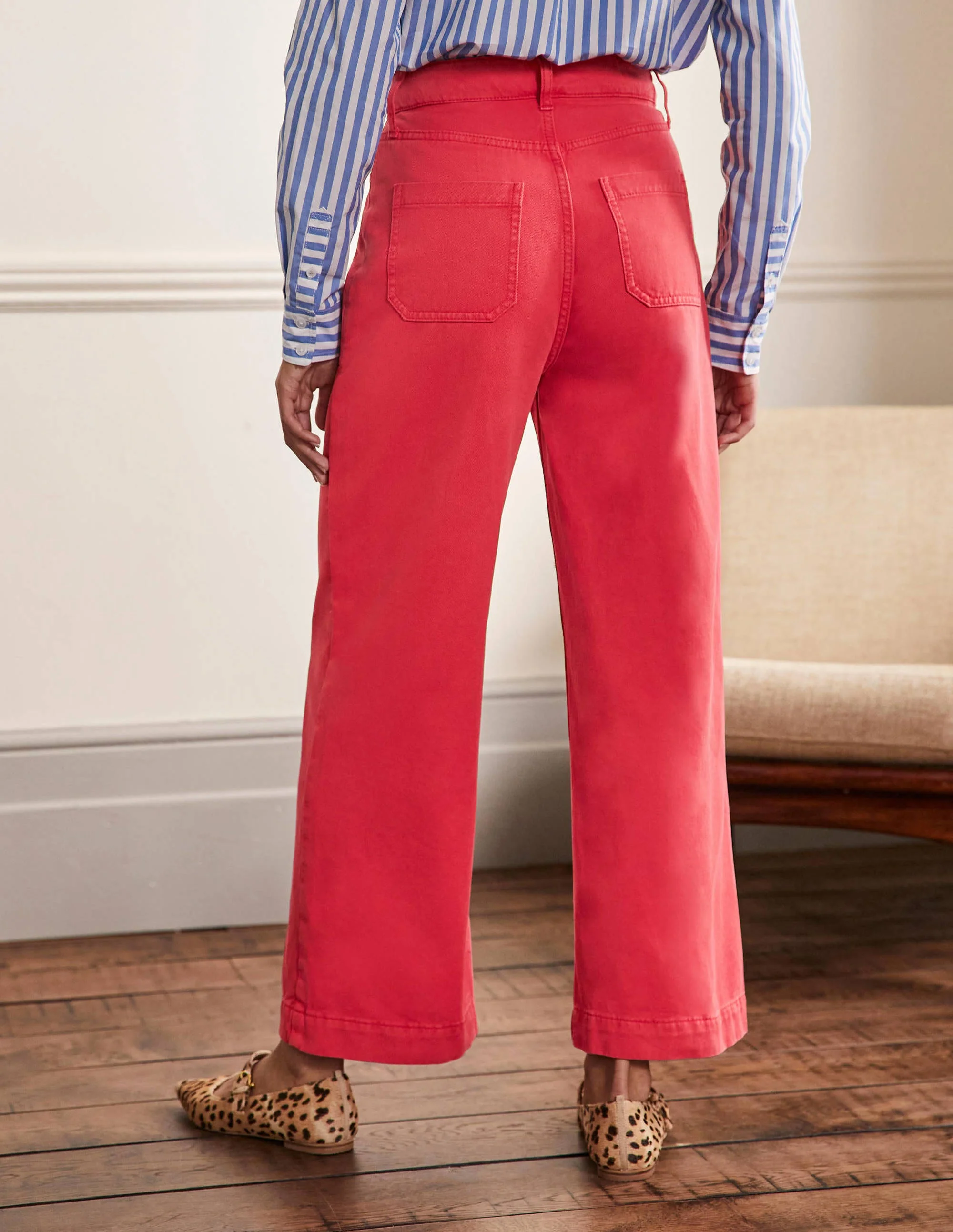 Baumwolltwillhose mit weitem Bein-Rot - Image 3