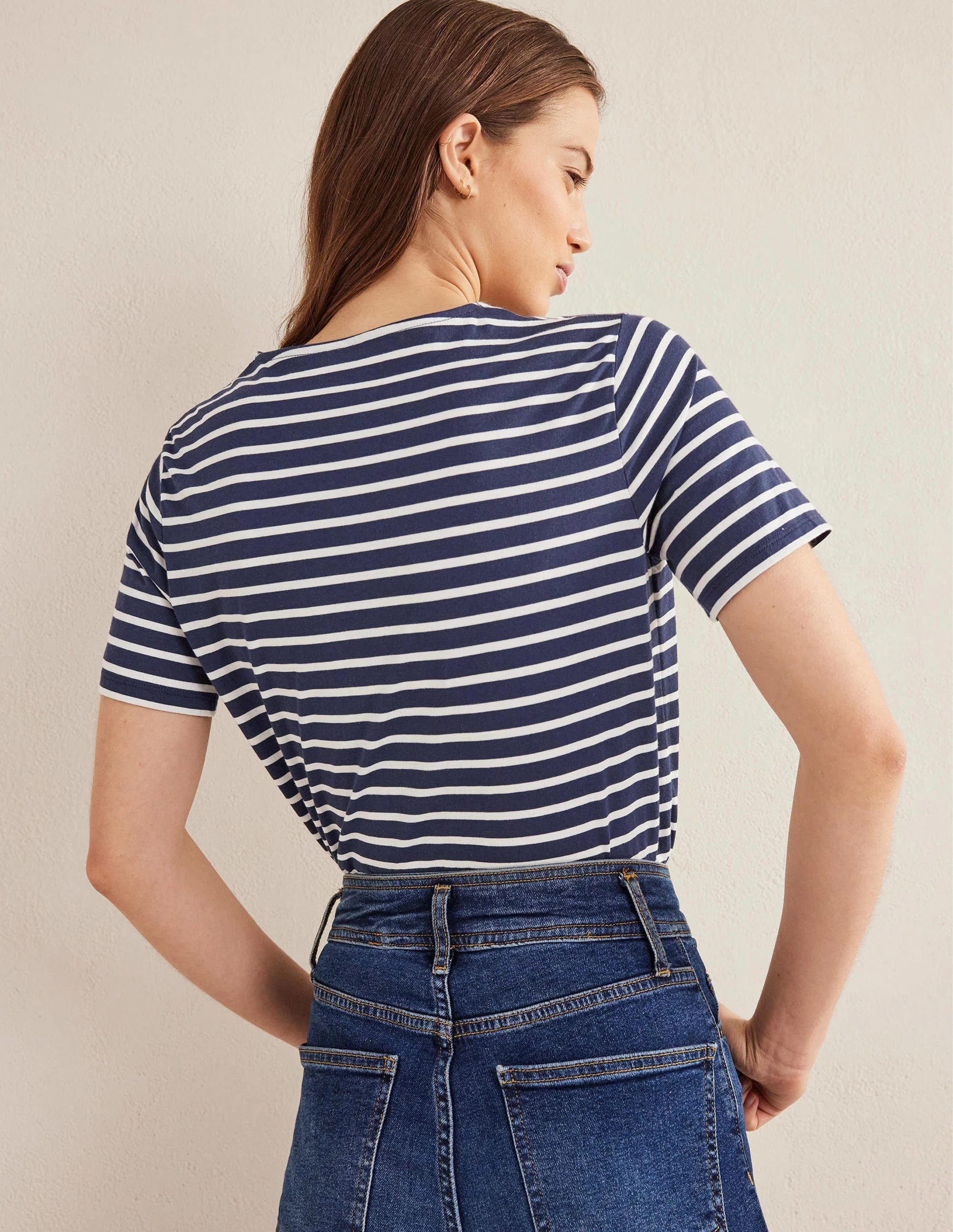 Bea Breton-Shirt mit kurzen Ärmeln-Marineblau, Naturweiß - Image 3