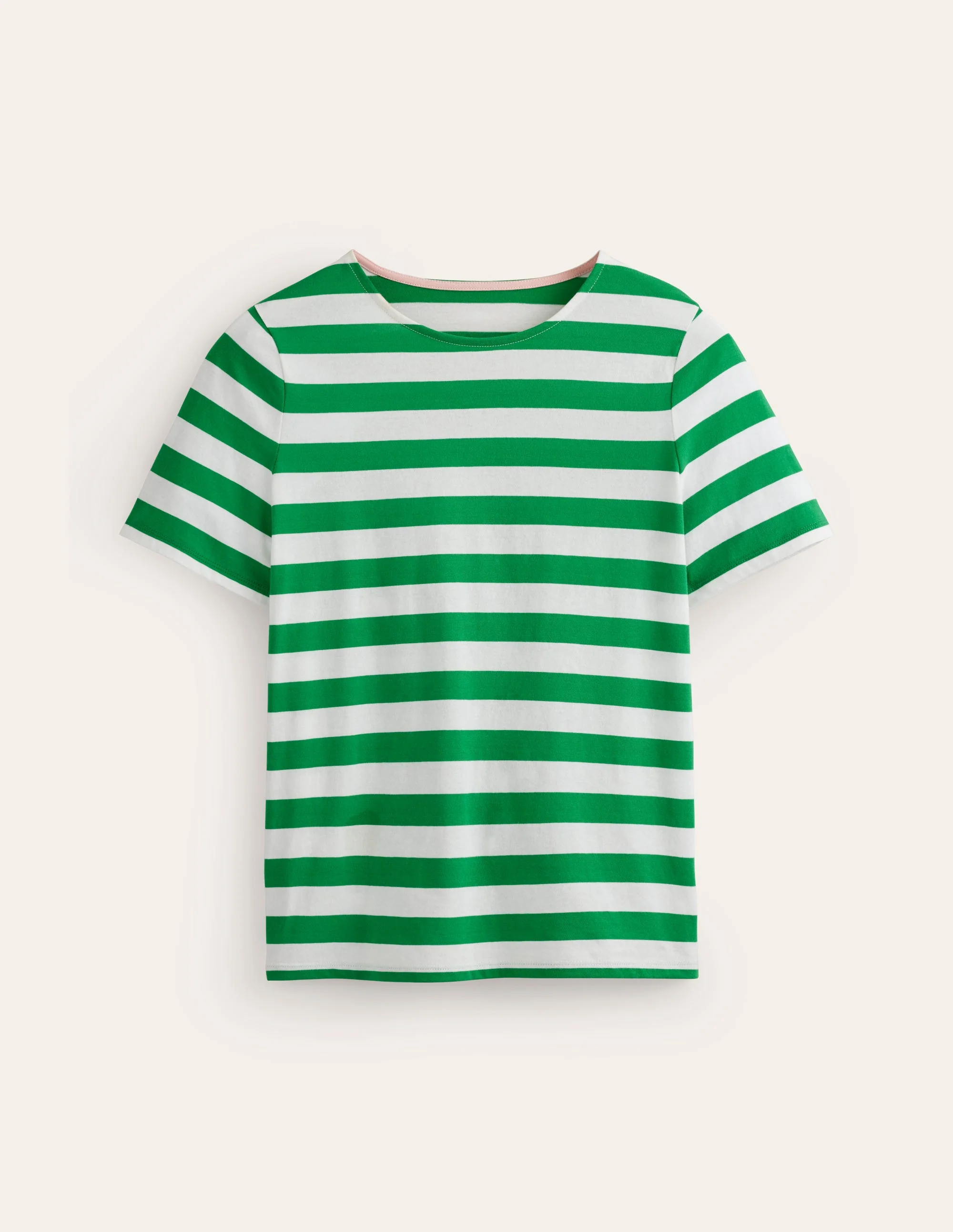 Bea Breton-Shirt mit kurzen Ärmeln-Naturweiß, Grün Streifen - Image 5