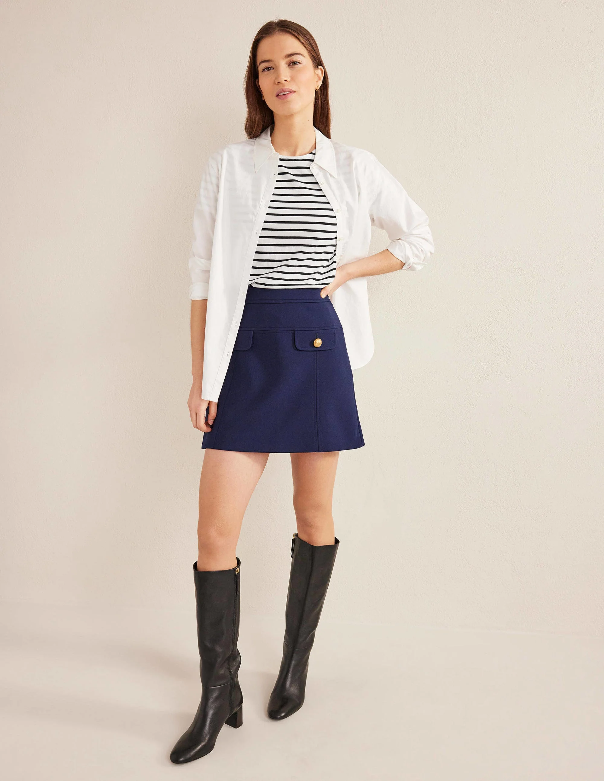 Bea Breton-Shirt mit kurzen Ärmeln-Naturweiß/Schwarz, Gestreift - Image 4