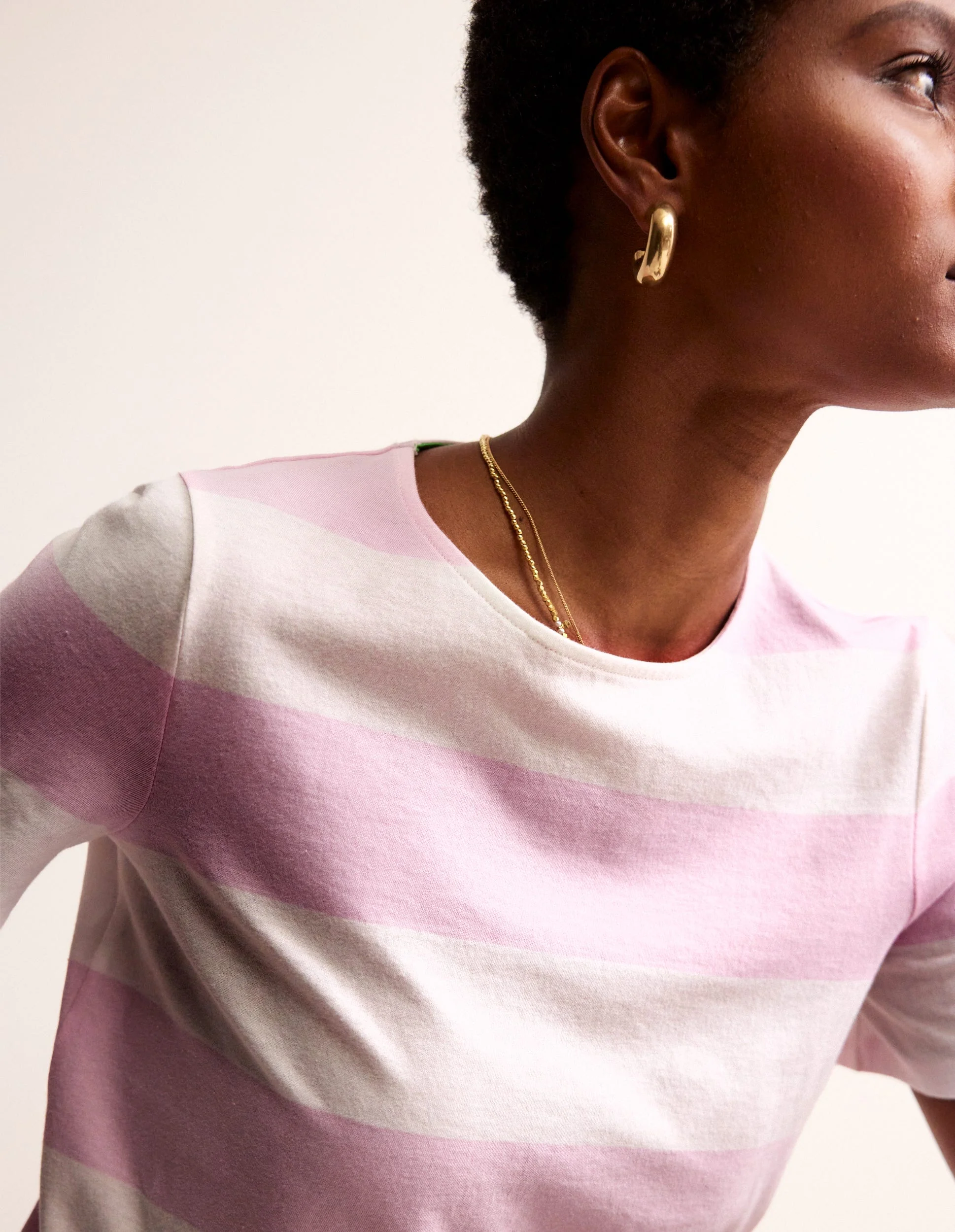 Bea Breton-Shirt mit kurzen Ärmeln-Rosa Breite Streifen - Image 2