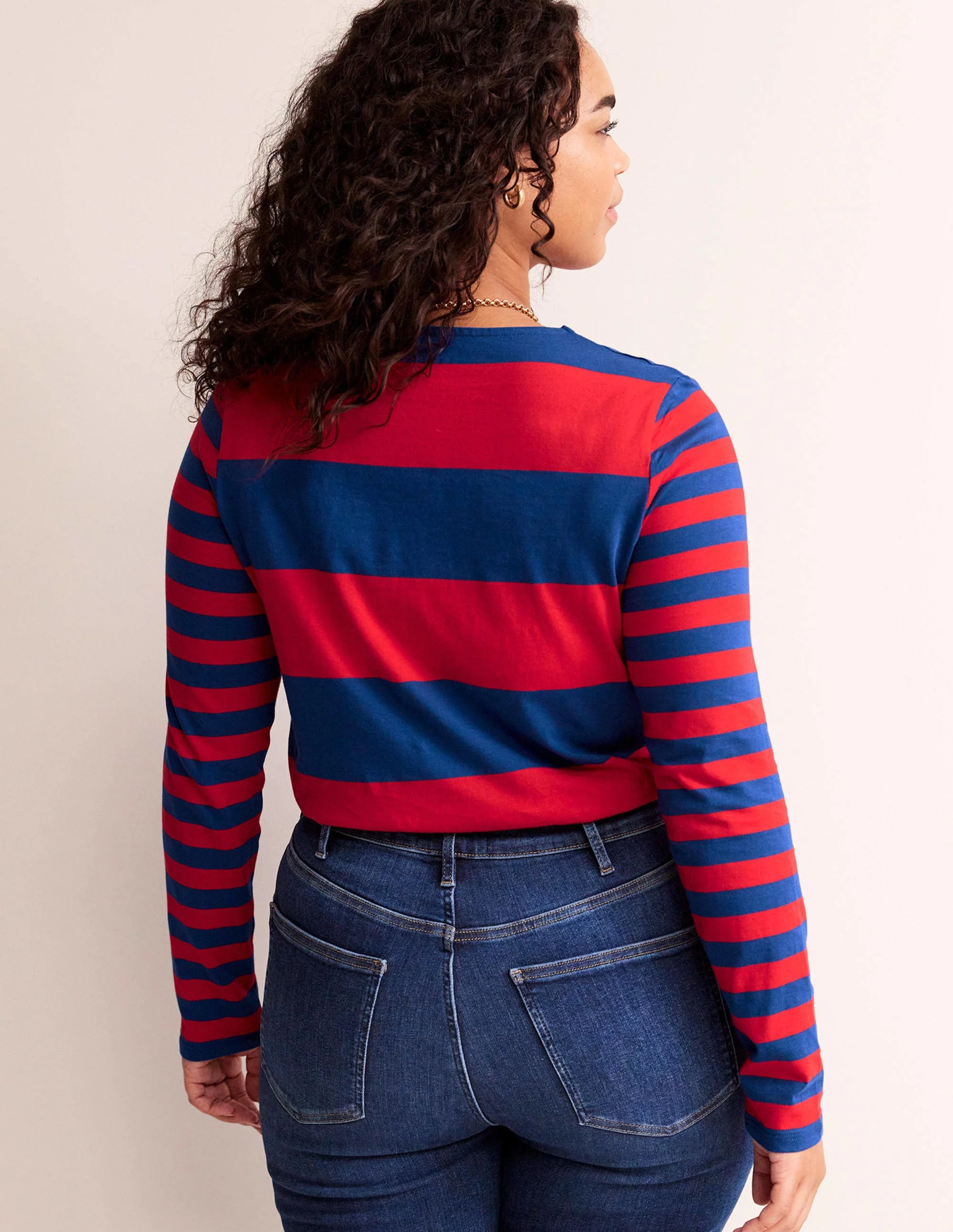 Bea Breton-Shirt mit langen Ärmeln-Dunkles Kolbaltblau und Pepperoni - Image 6