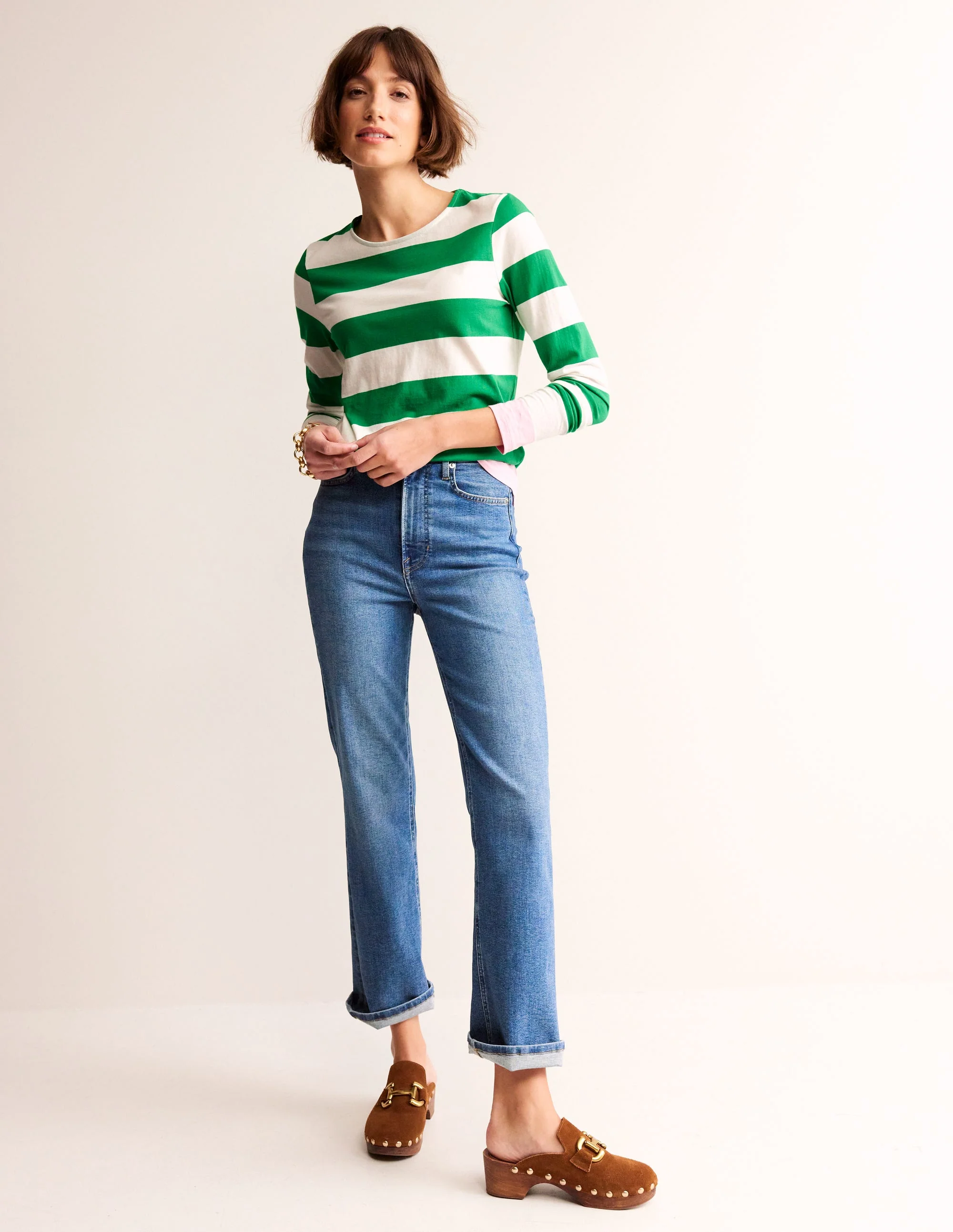 Bea Breton-Shirt mit langen Ärmeln-Grün Naturweiß, Rosa - Image 4