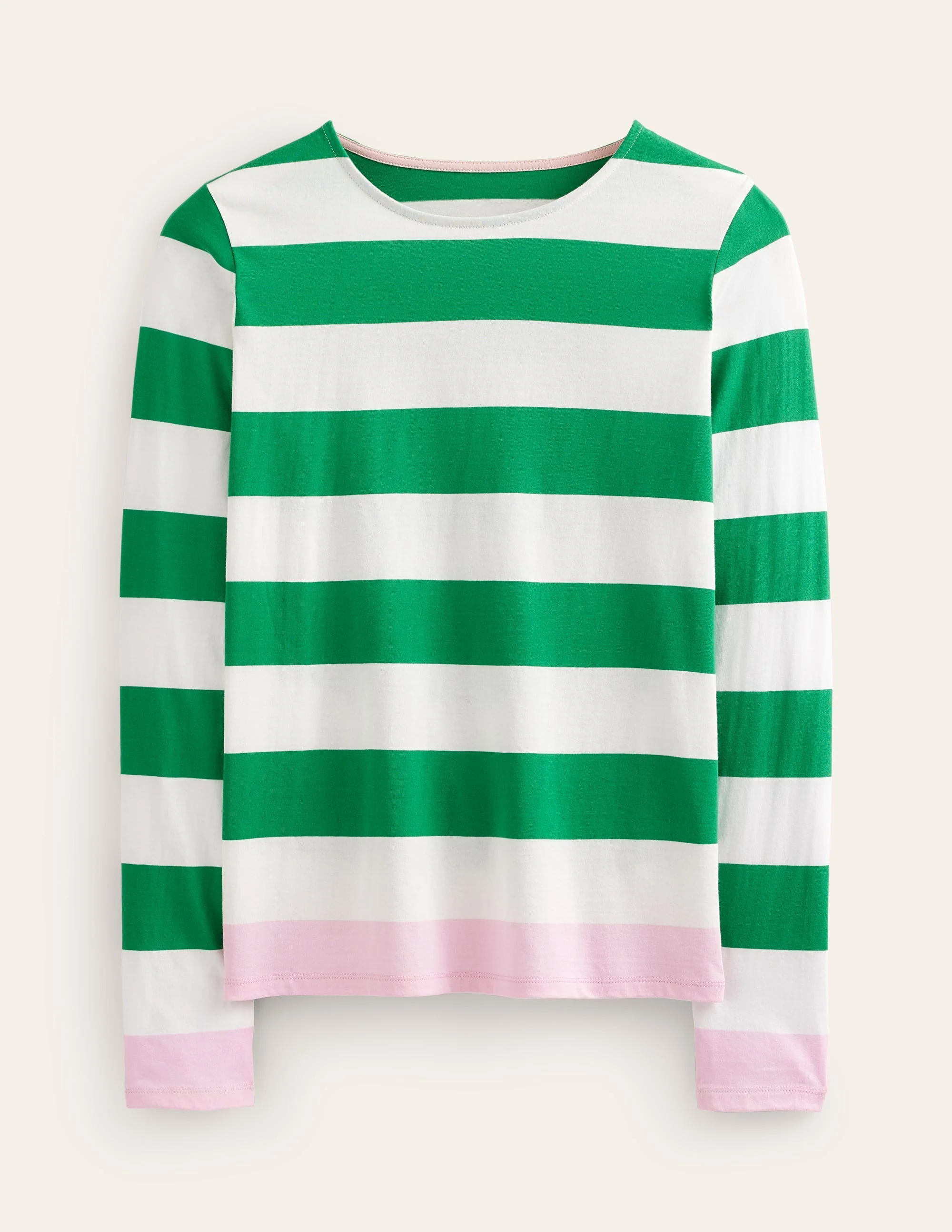 Bea Breton-Shirt mit langen Ärmeln-Grün Naturweiß, Rosa - Image 5