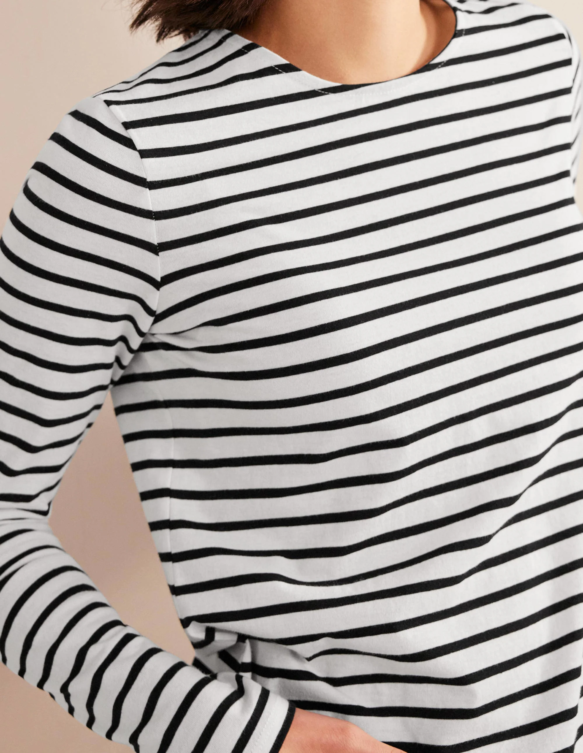 Bea Breton-Shirt mit langen Ärmeln-Naturweiß, Schwarz - Image 2