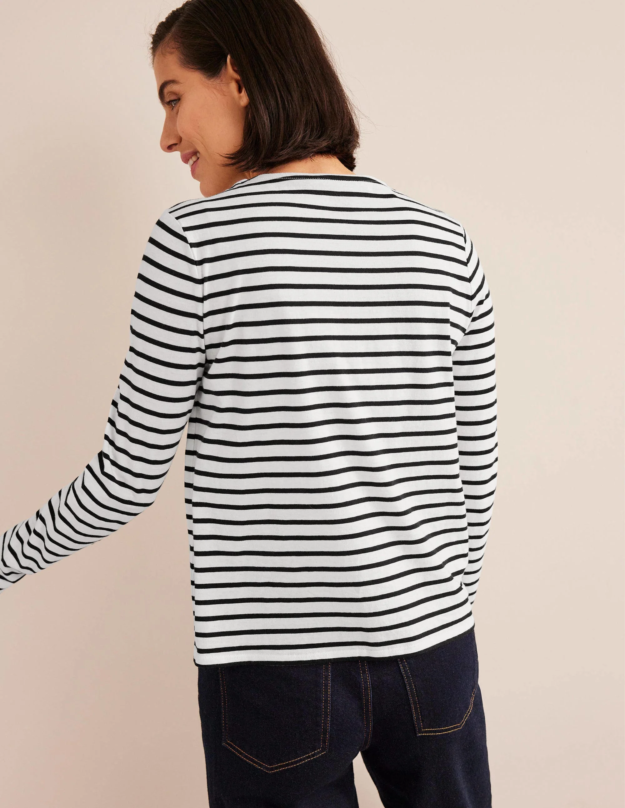 Bea Breton-Shirt mit langen Ärmeln-Naturweiß, Schwarz - Image 3