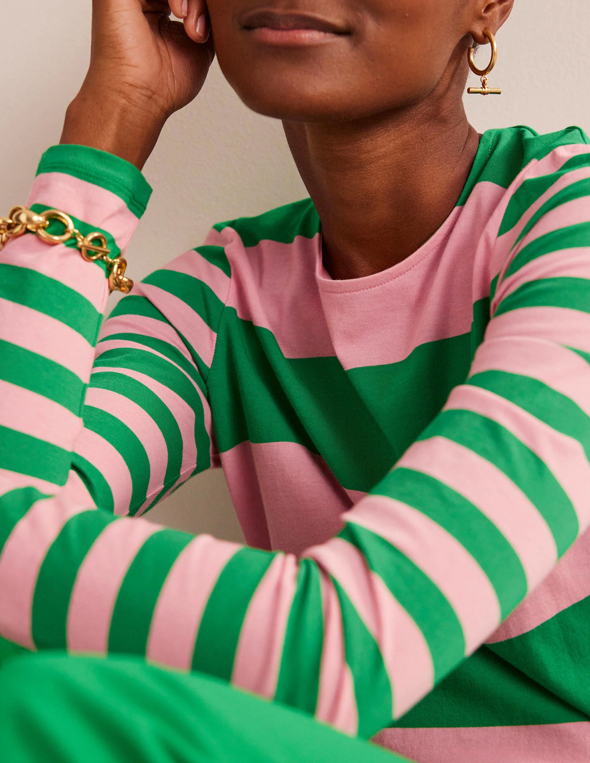 Bea Breton-Shirt mit langen Ärmeln-Rosa, Grün - Image 2