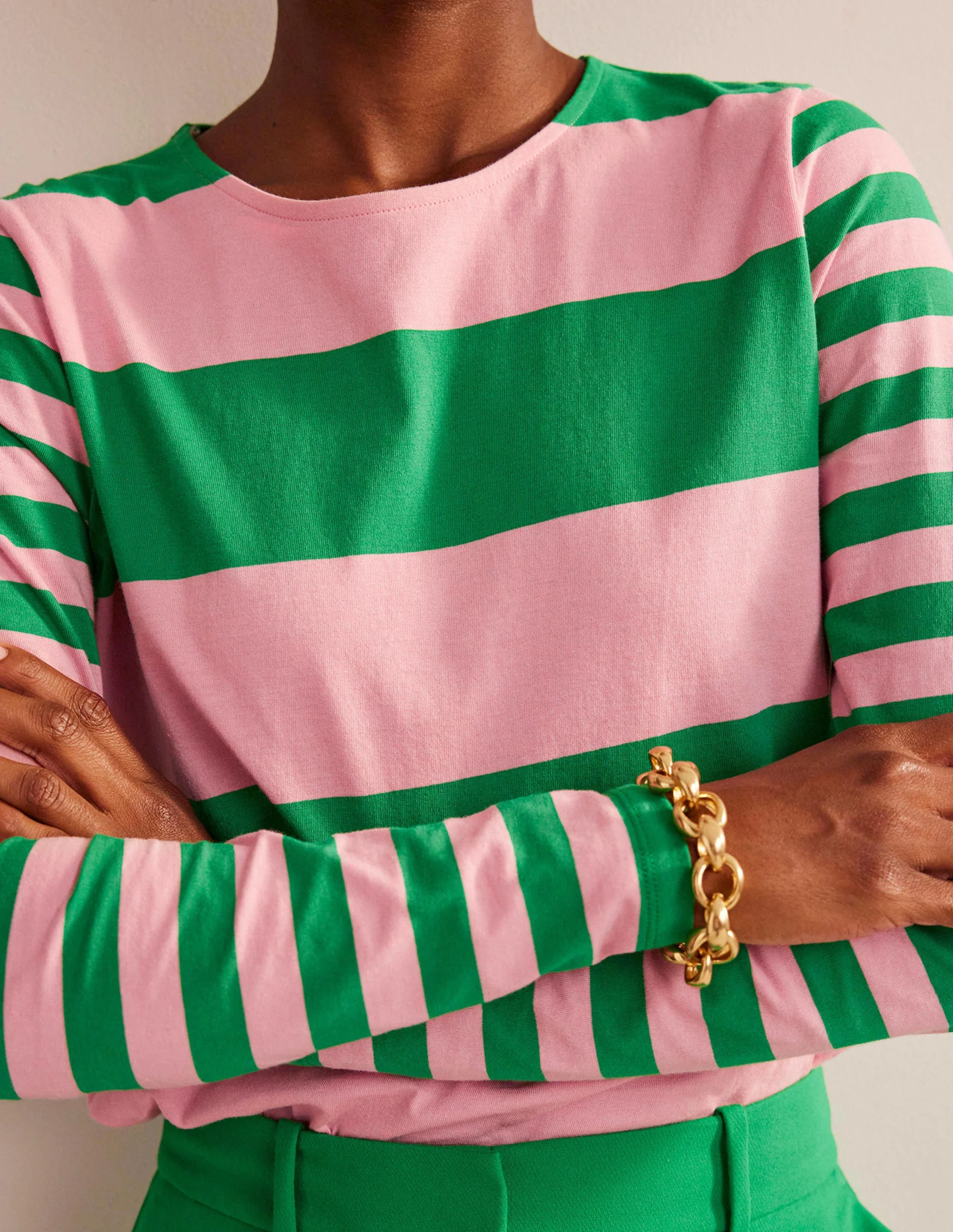 Bea Breton-Shirt mit langen Ärmeln-Rosa, Grün - Image 4
