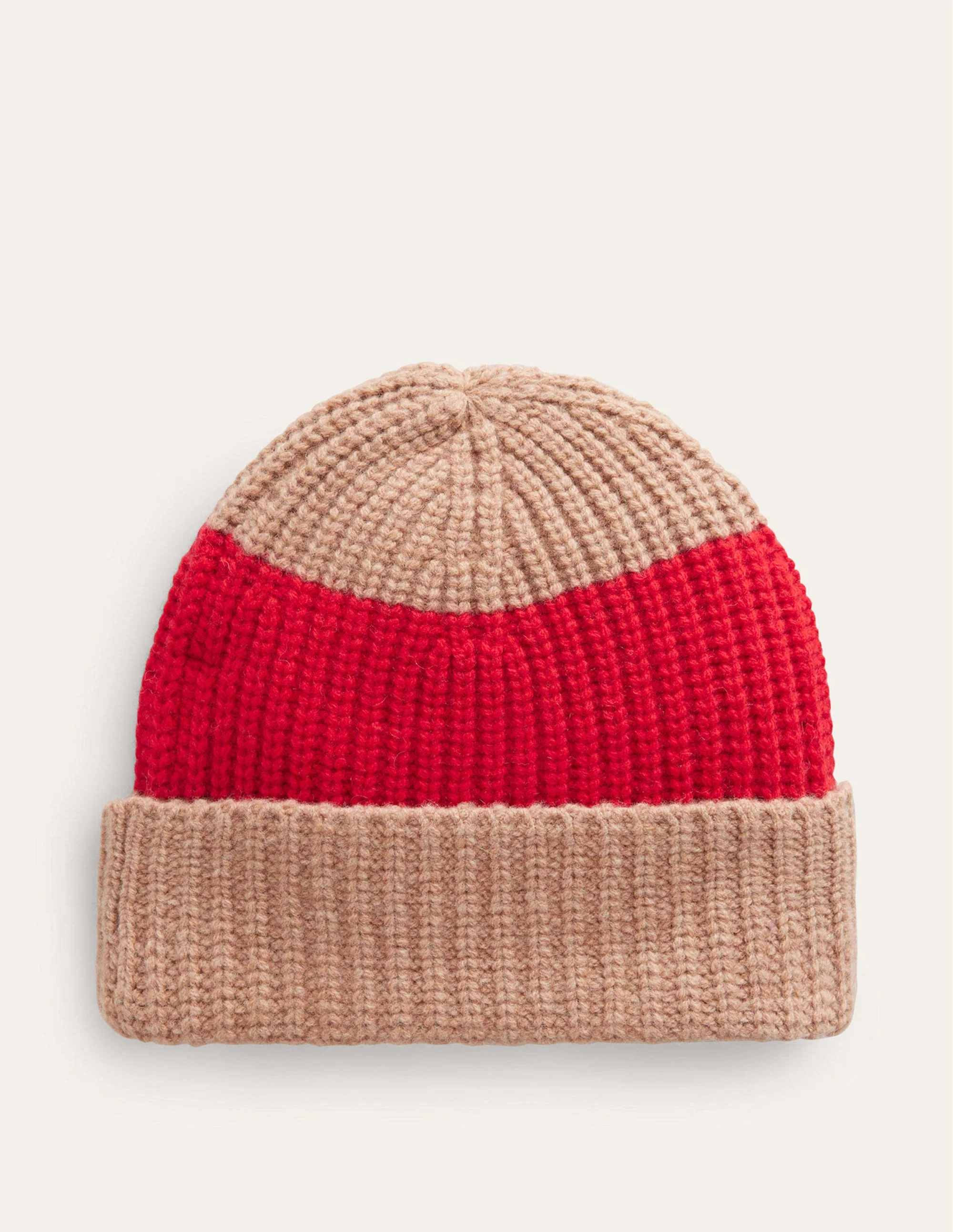 Beanie mit Blockfarben-Leuchtendes Rot/ Kamelbraun - Image 2