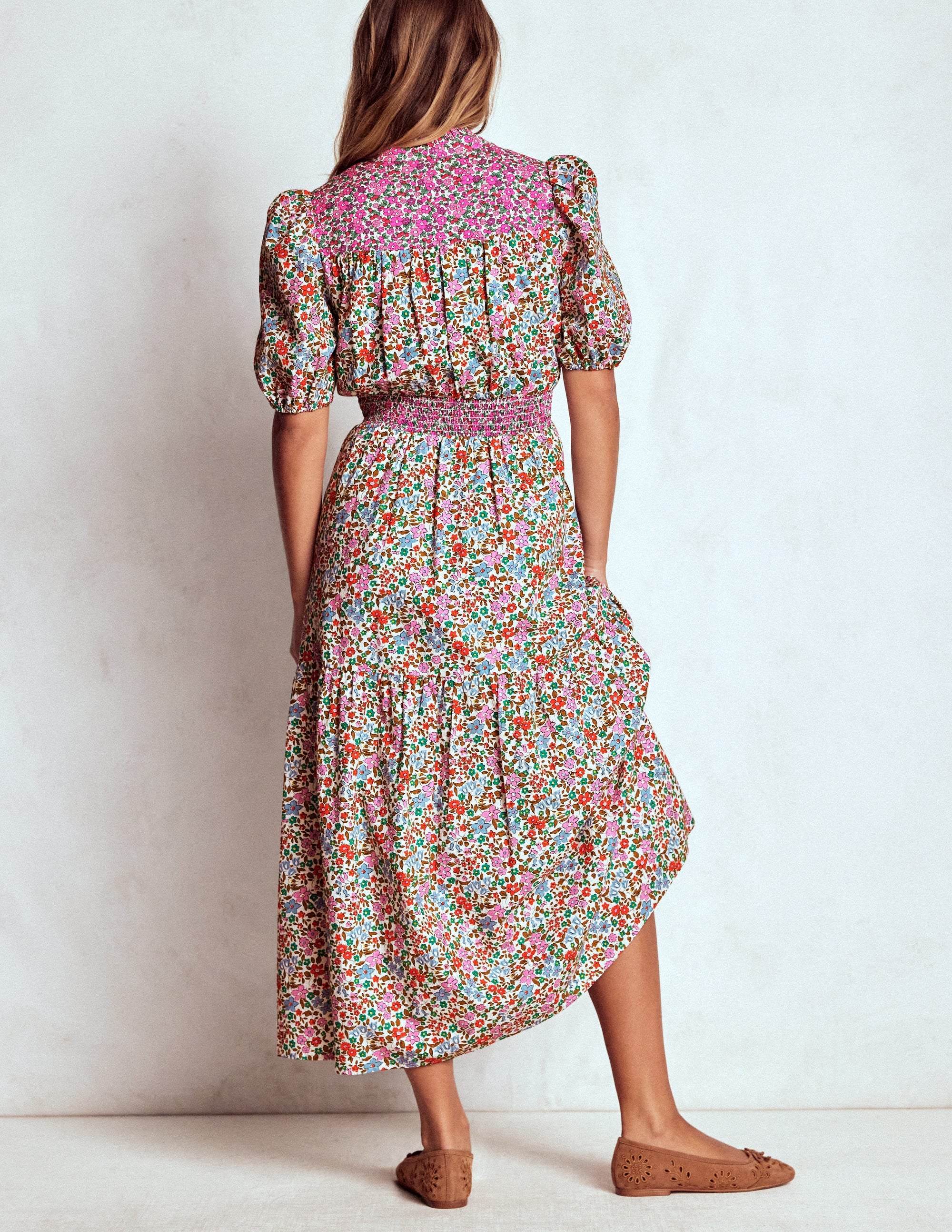 Beatrice Baumwoll-Maxikleid-Bunt, Blumenbeet - Image 3
