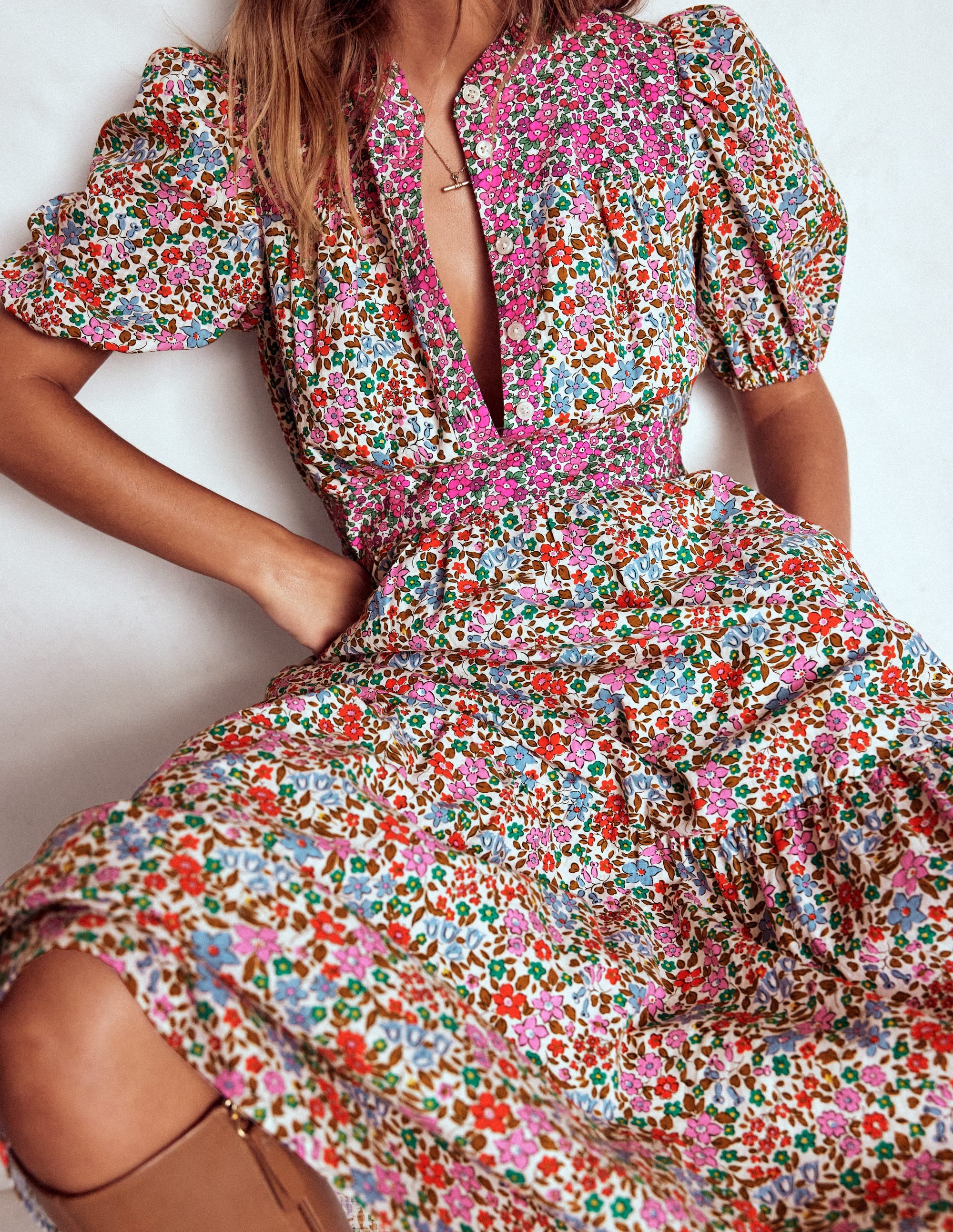 Beatrice Baumwoll-Maxikleid-Bunt, Blumenbeet - Image 4