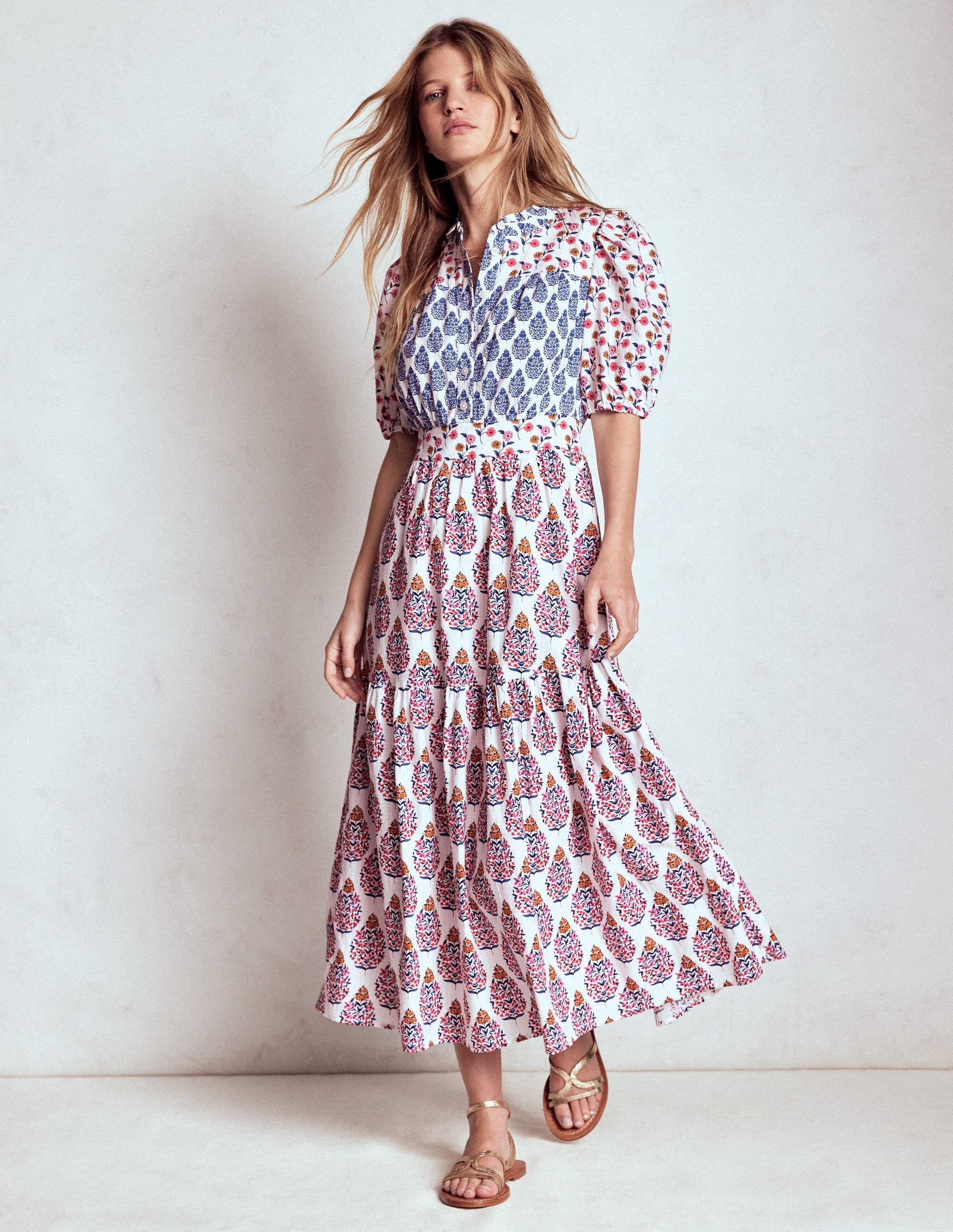 Beatrice Baumwoll-Maxikleid-Bunt, Wildblumenstrauß - Image 5