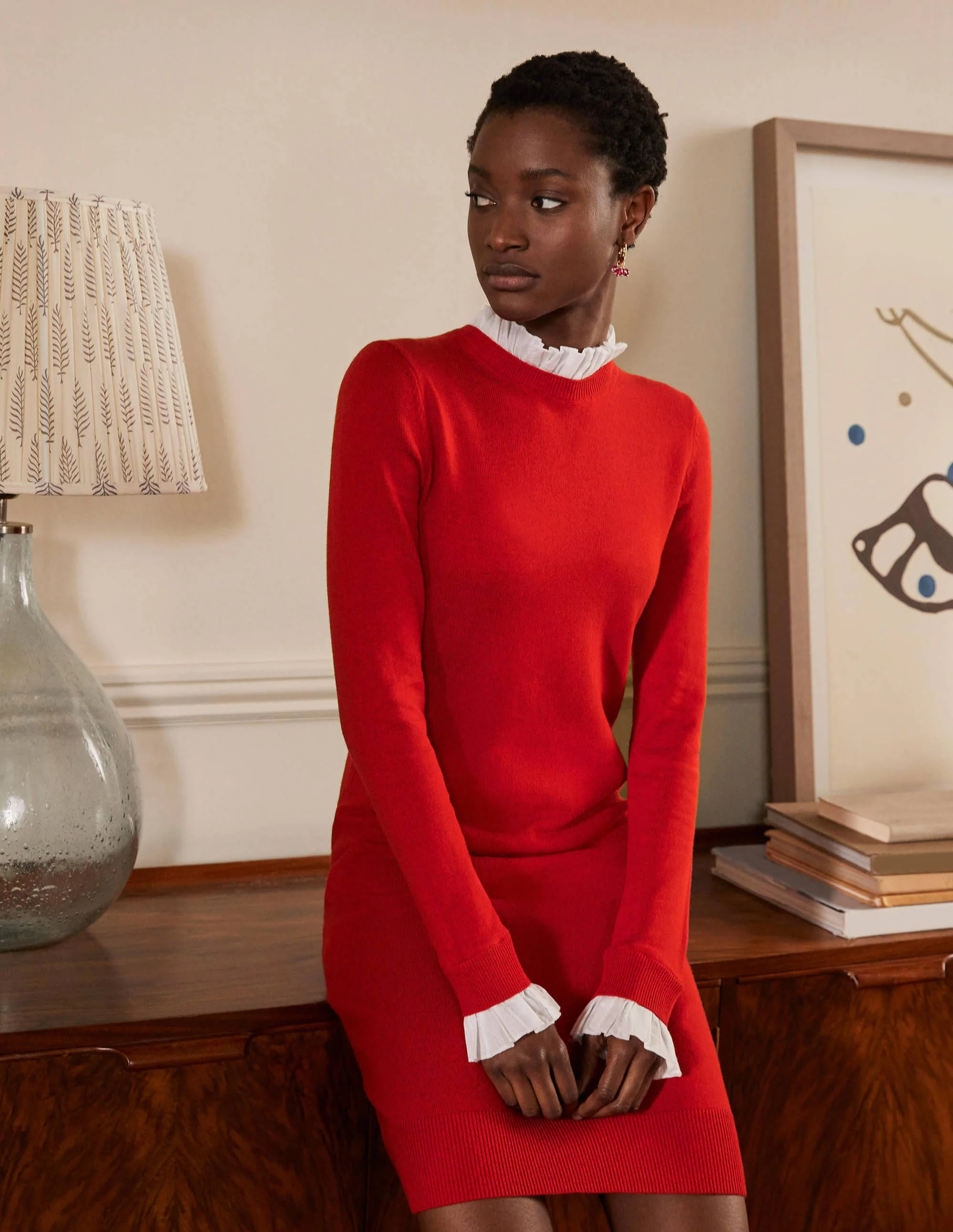 Beatrice Strickkleid-Blazer-Rot - Image 4