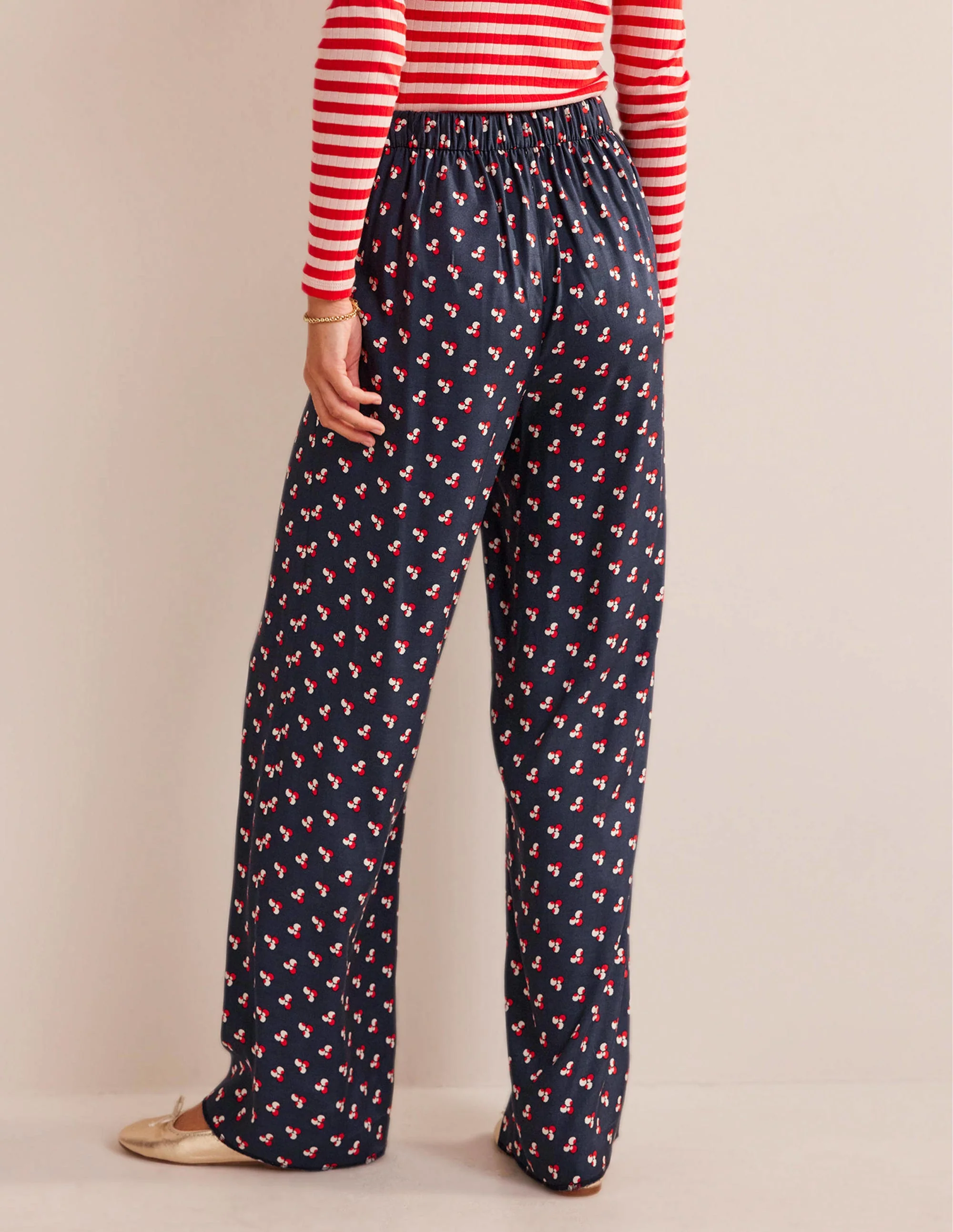 Bedruckte Schlupfhose-Französisches Marineblau, Fallende Punkte - Image 3