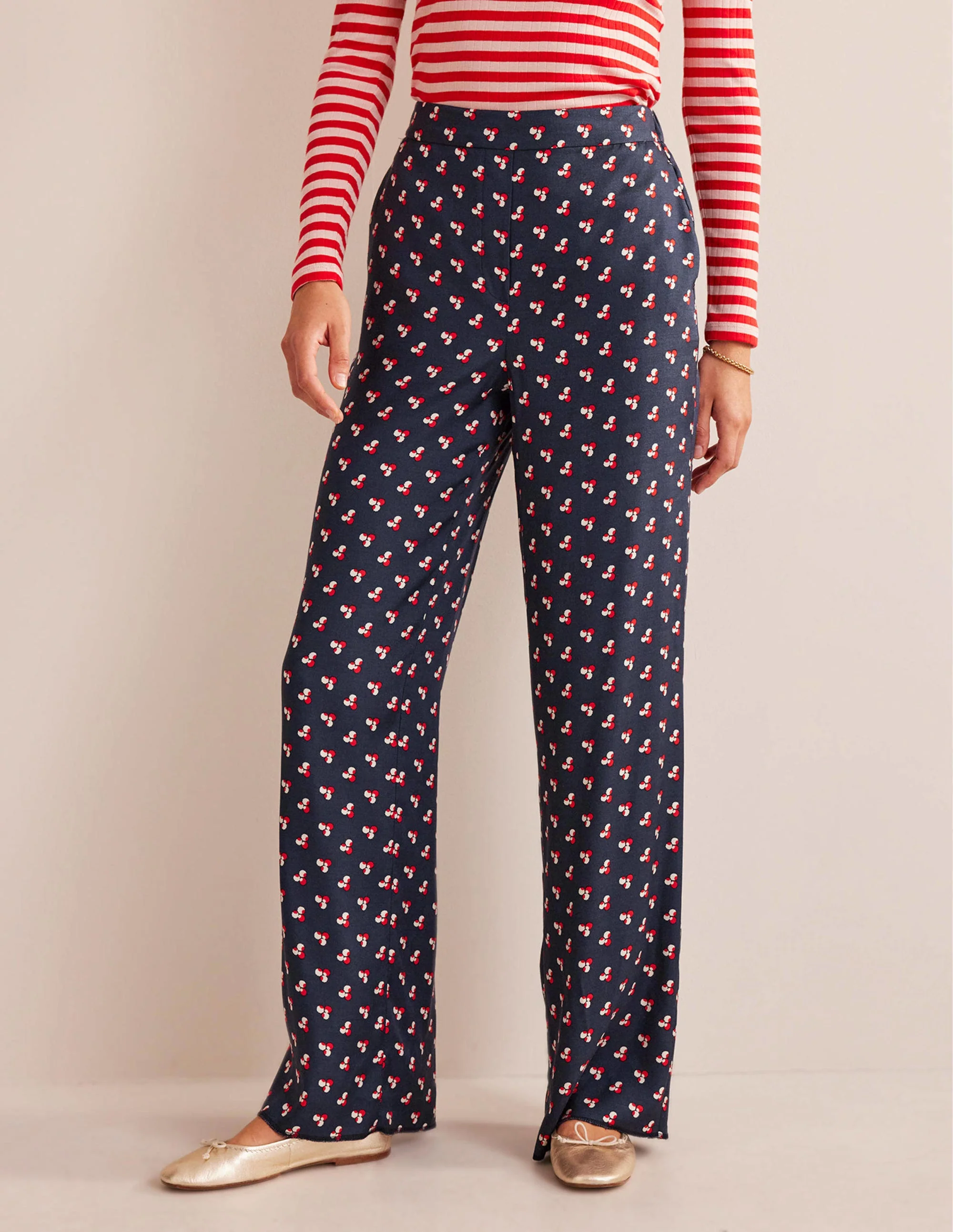 Bedruckte Schlupfhose-Französisches Marineblau, Fallende Punkte - Image 4
