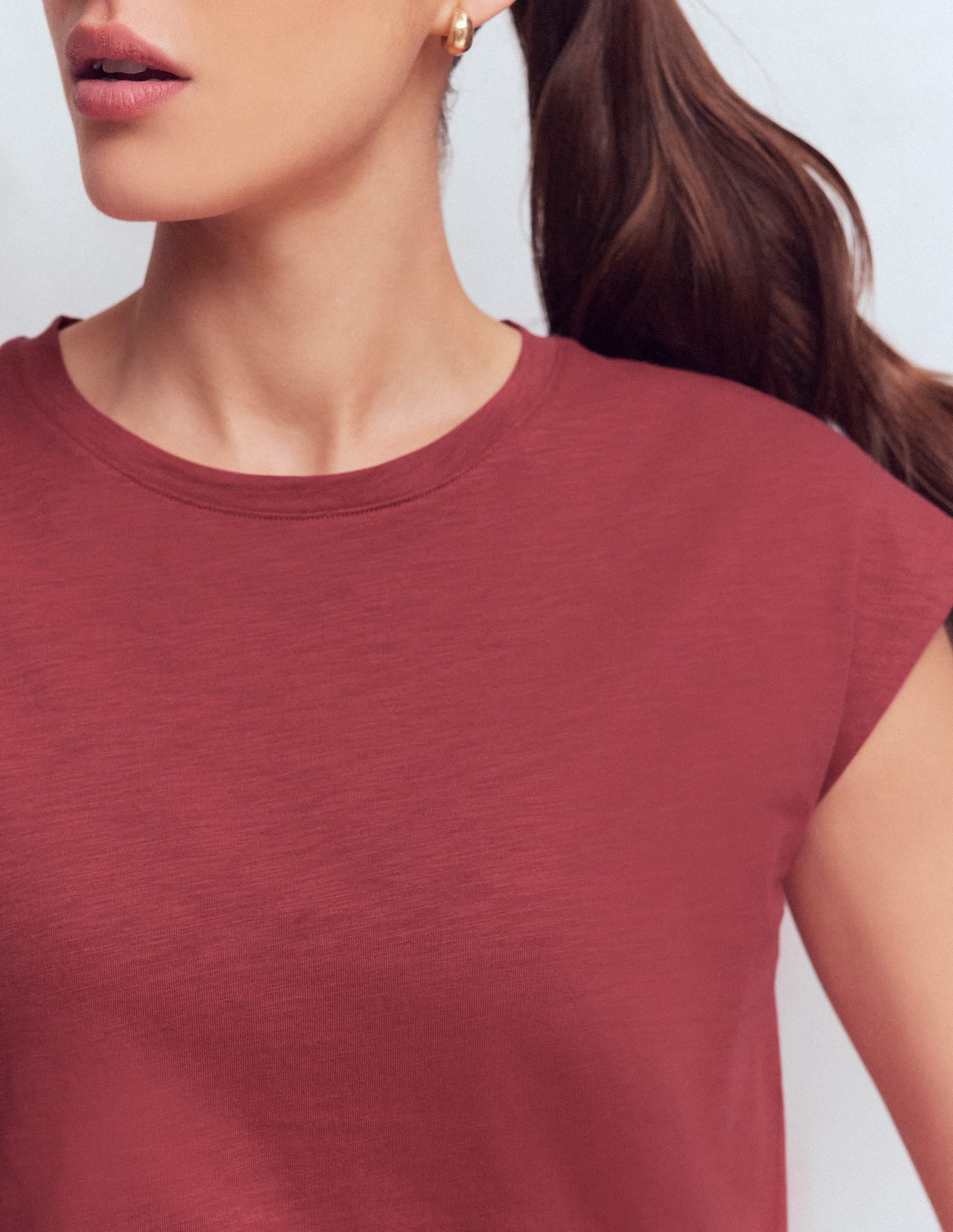Bedrucktes T-Shirt mit Flammgarn-Erdiges Rot - Image 2