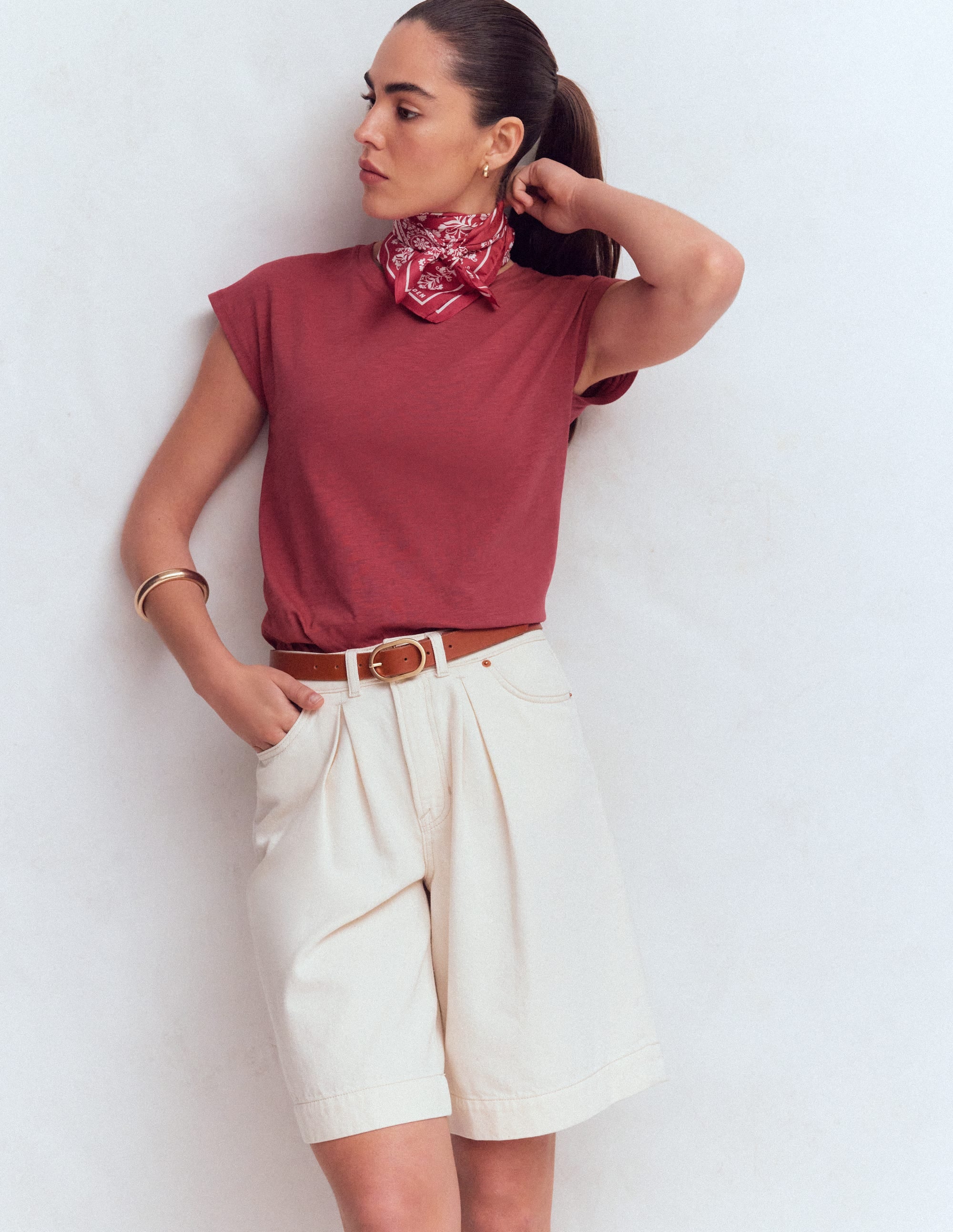 Bedrucktes T-Shirt mit Flammgarn-Erdiges Rot - Image 4