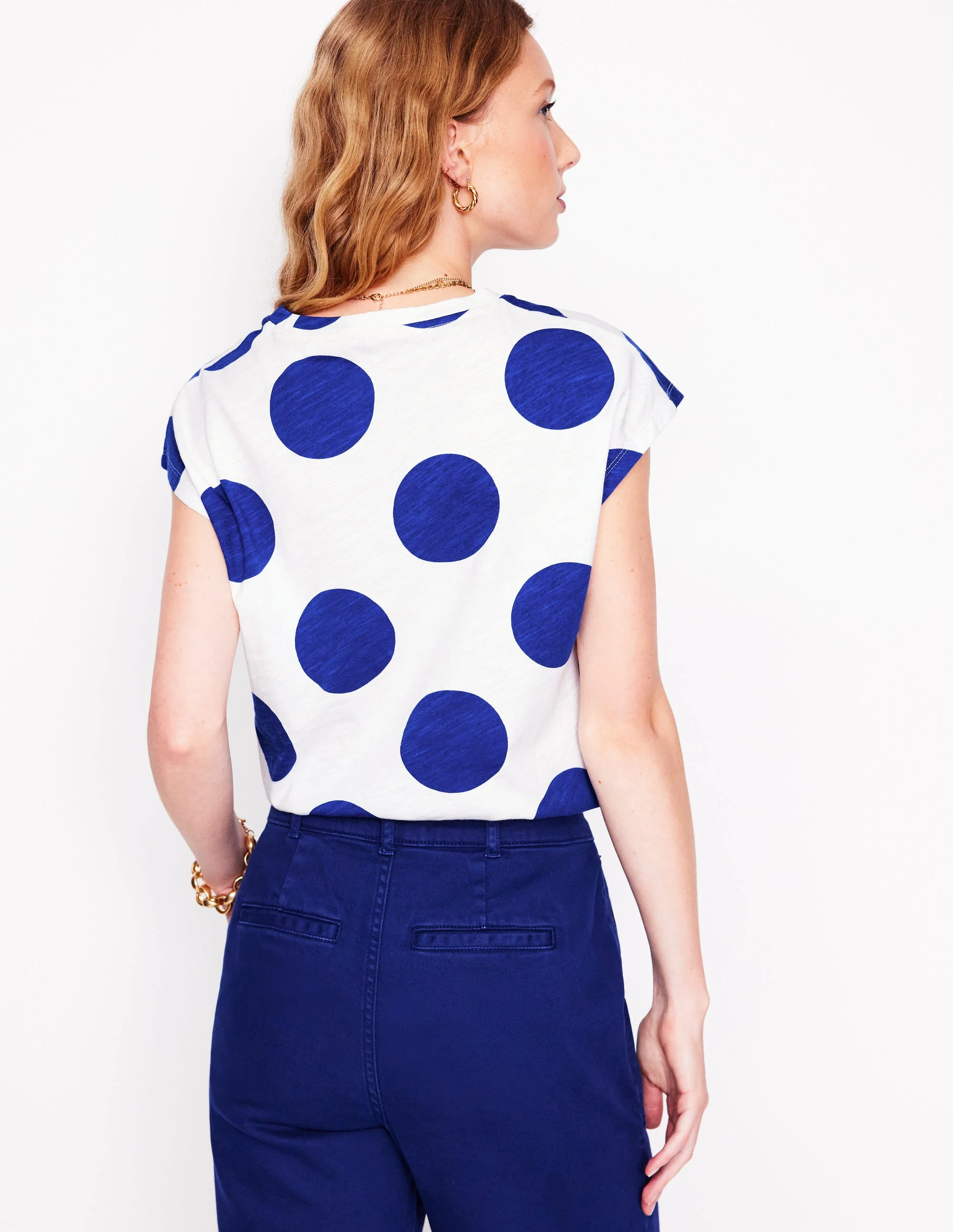 Bedrucktes T-Shirt mit Flammgarn-Leuchtendes Blau, Punkte - Image 3
