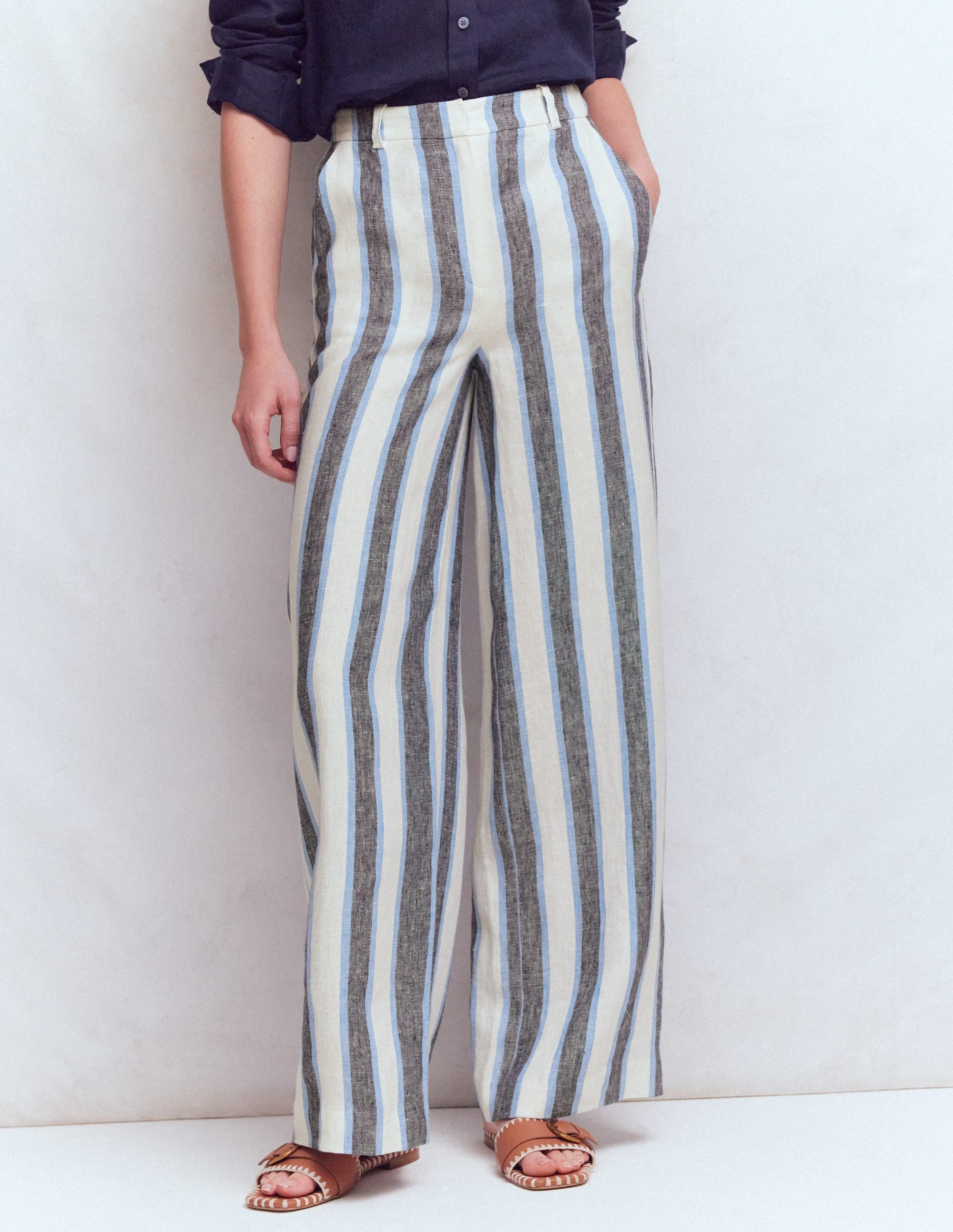 Belgravia Leinenhose-Blau/Weiß, Gestreift - Image 4