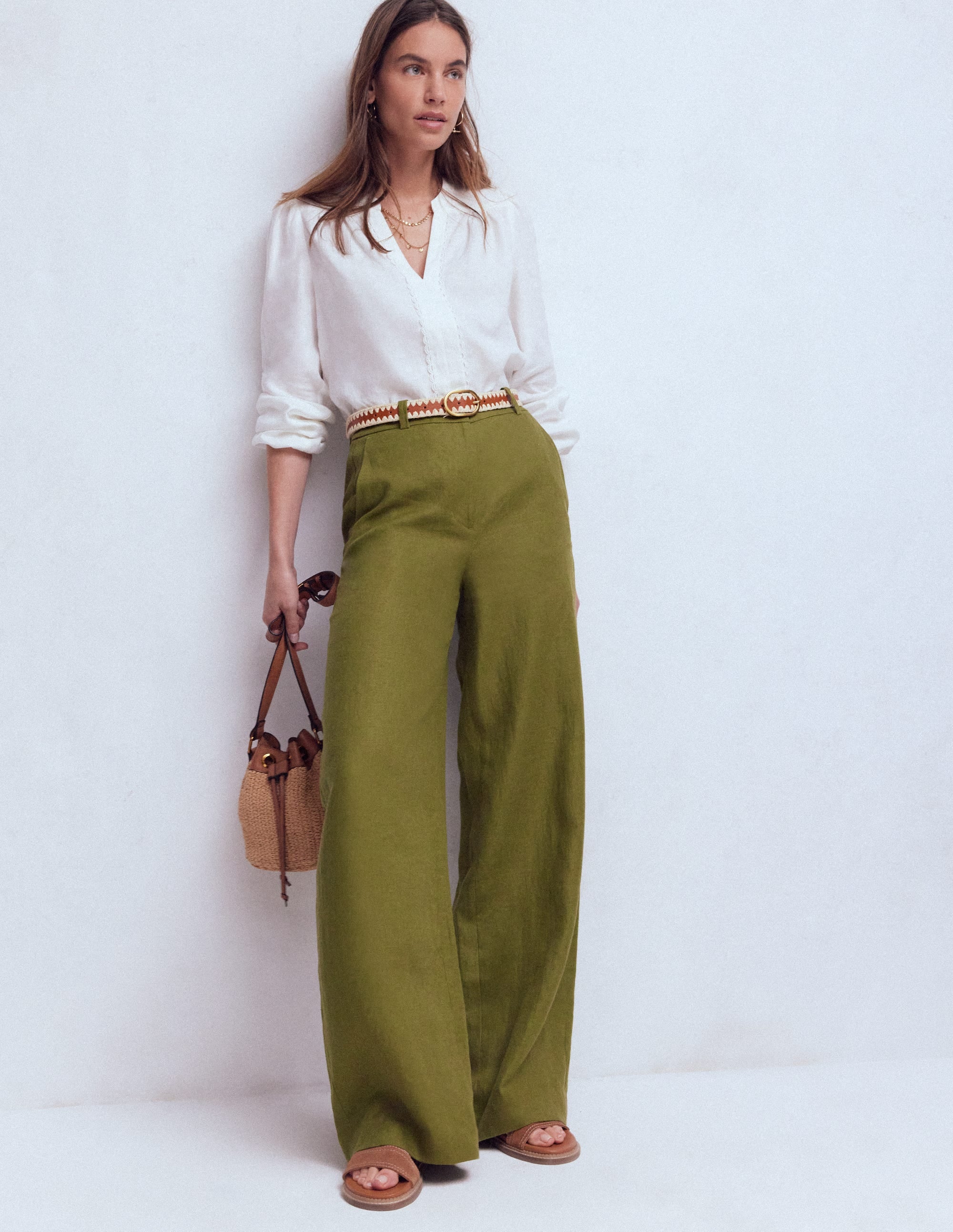 Belgravia Leinenhose-Olivgrün