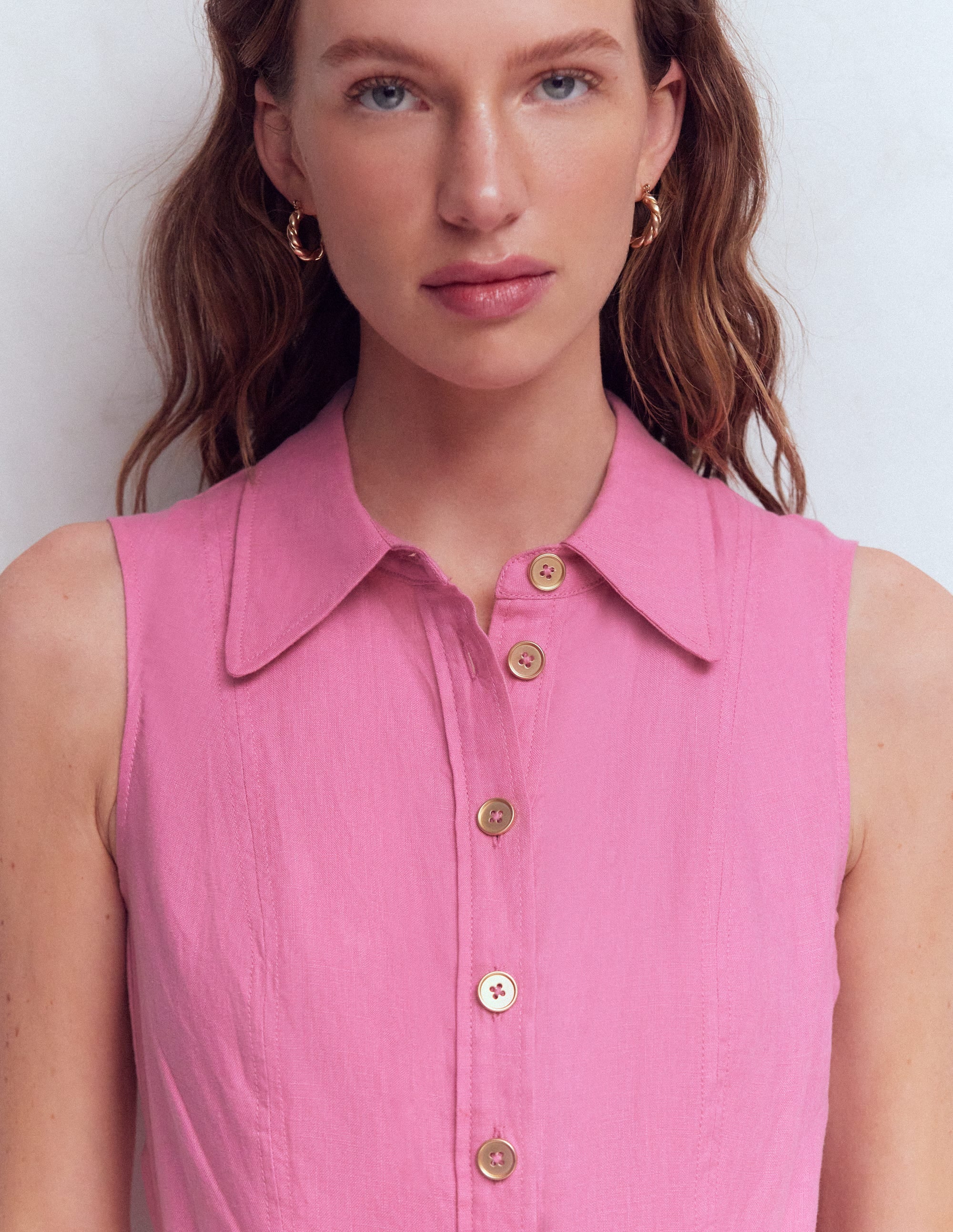 Belinda Hemdblusenkleid aus Leinen-Rosa Parfait - Image 2