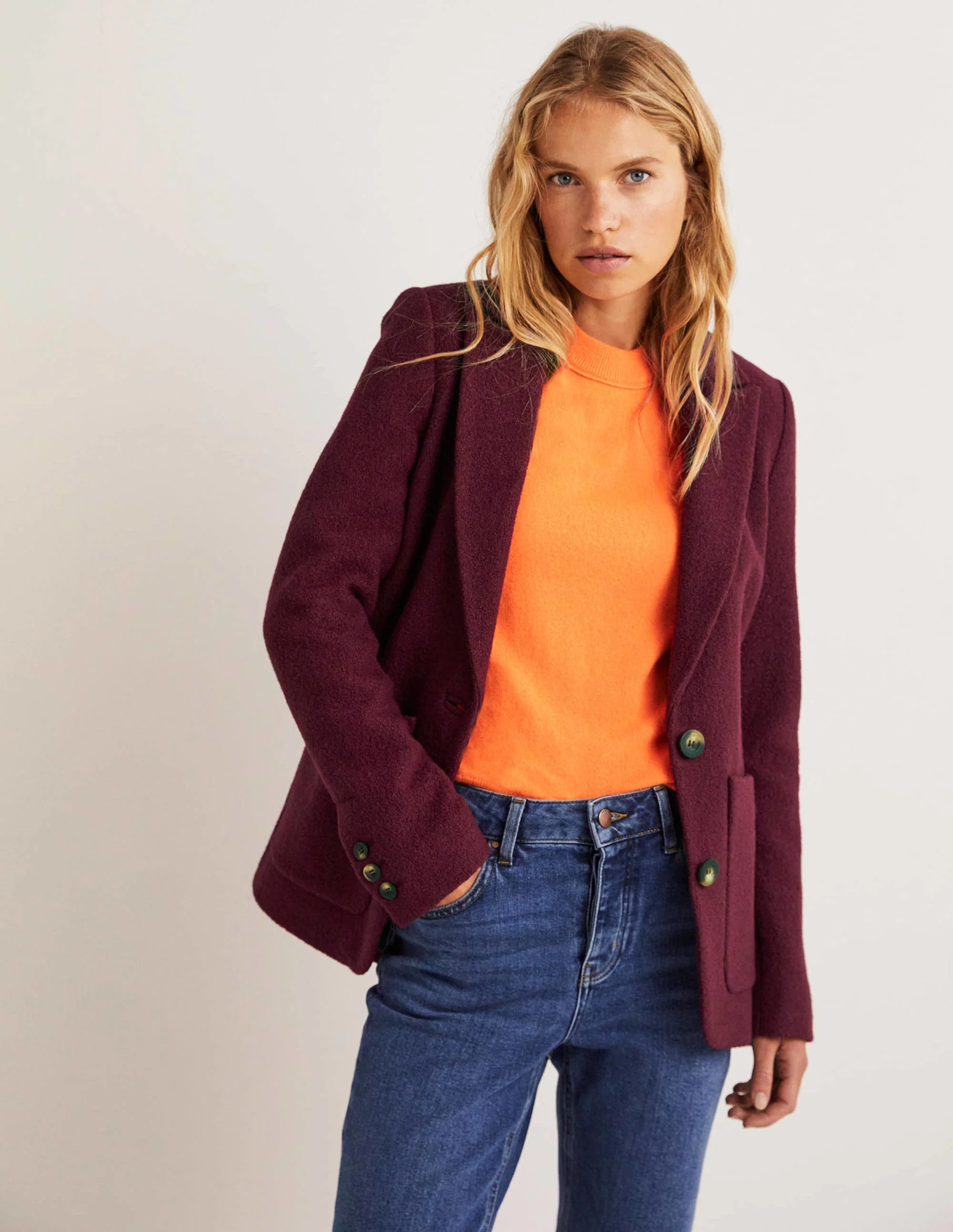 Bella Strukturierter Blazer aus Wolle-Glühweinrot - Image 2
