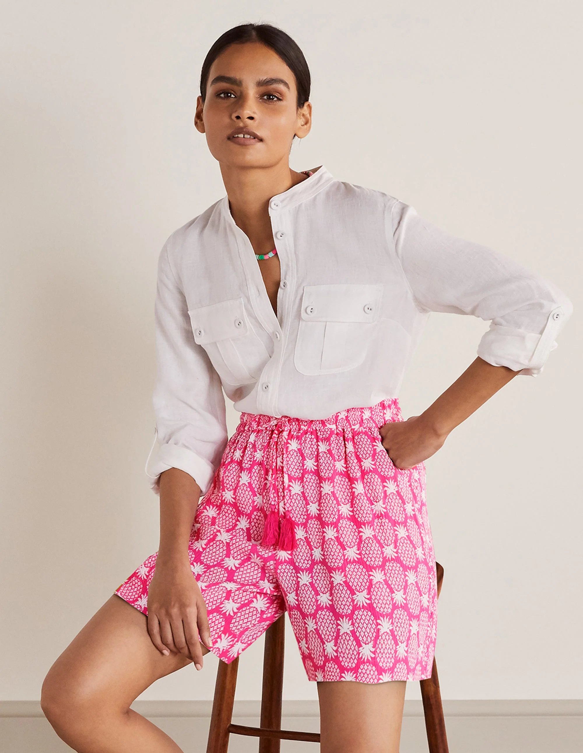 Bembridge Shorts-Partyrosa, Geometrisches Ananasmuster