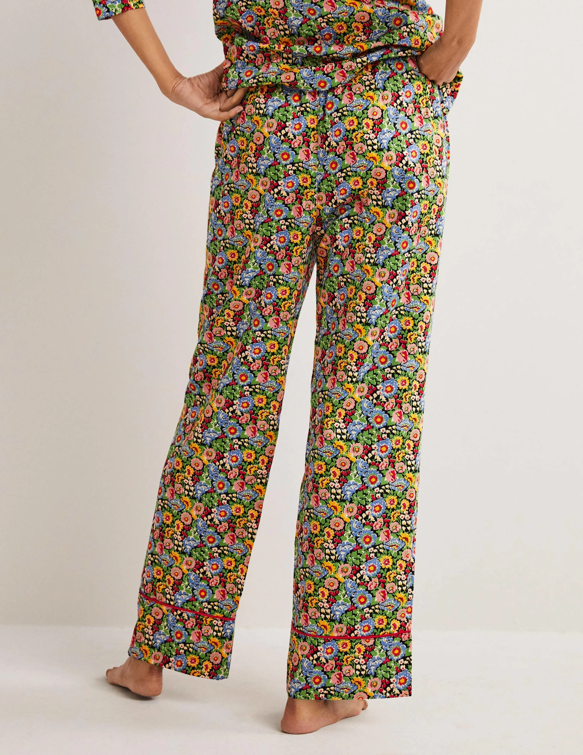 Bequeme Baumwollschlafanzughose-Bunt, Blumenillusion - Image 3
