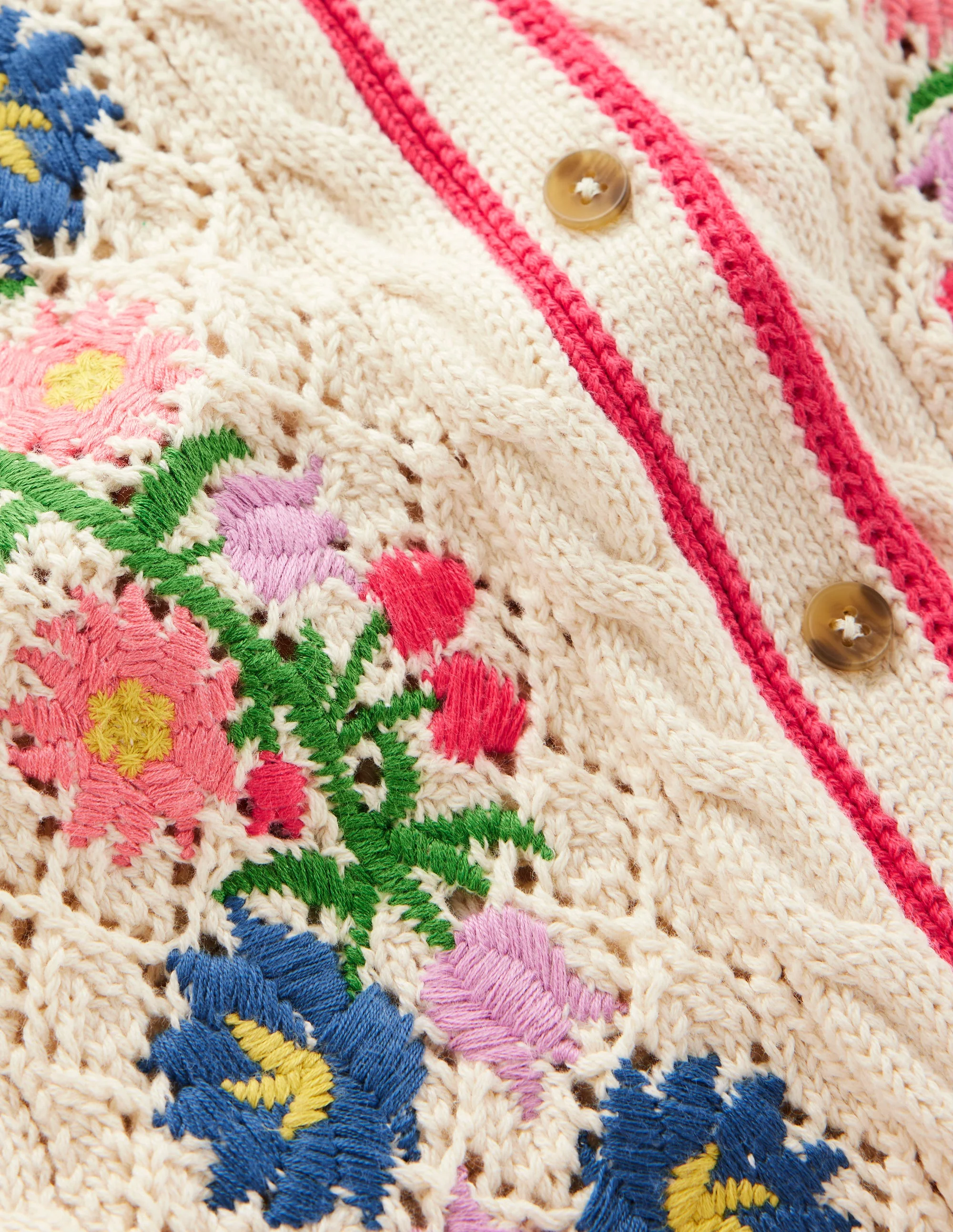 Bestickte Baumwoll-Strickjacke-Warmes Naturweiß - Image 8