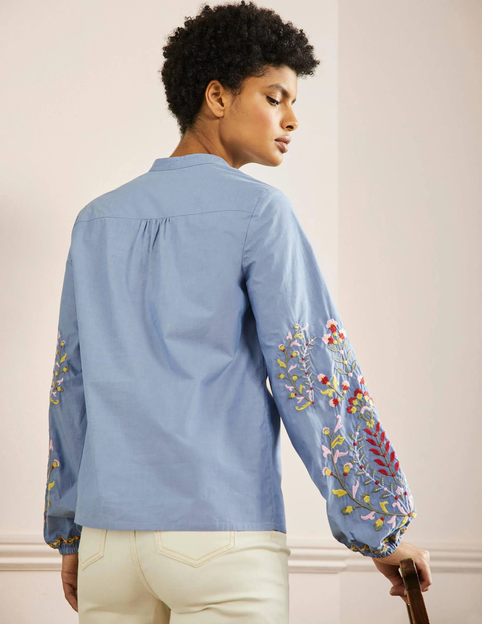 Bestickte Bluse zum Hineinschlüpfen-Faux-Uni - Image 3