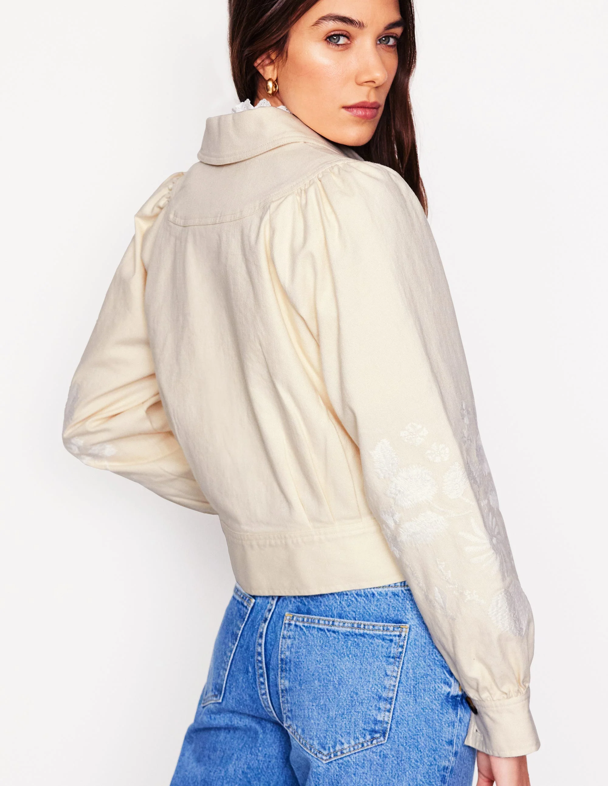 Bestickte Jacke mit Kragen-Naturweiß, Stickerei - Image 4