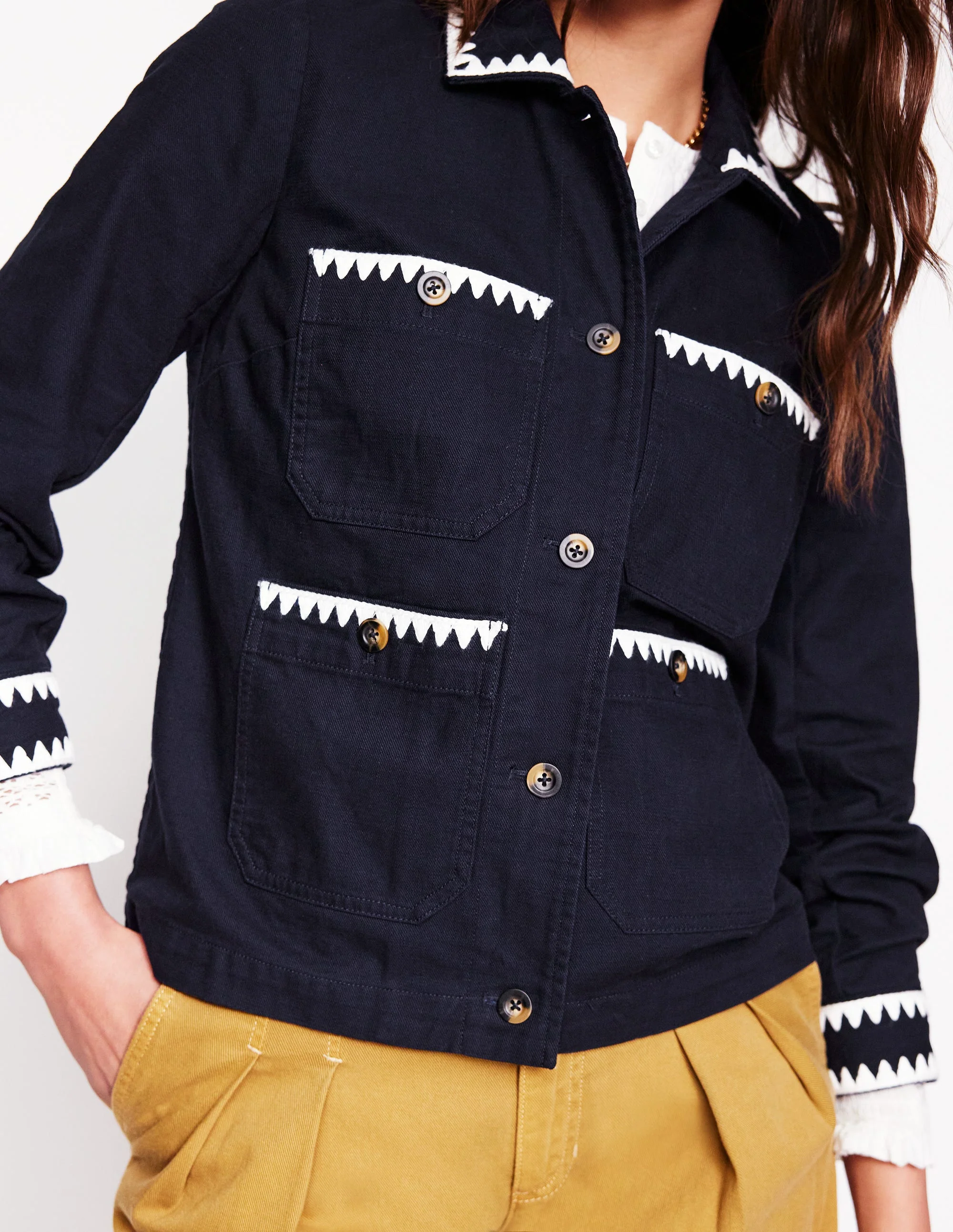 Bestickte Utility-Jacke-Aqua Marine Marl - Image 2
